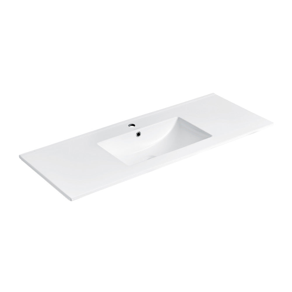 48-Inch Glossy White Bathroom Vanity Sink Top - Perfect for Modern Master Bath & Powder Room Renovations