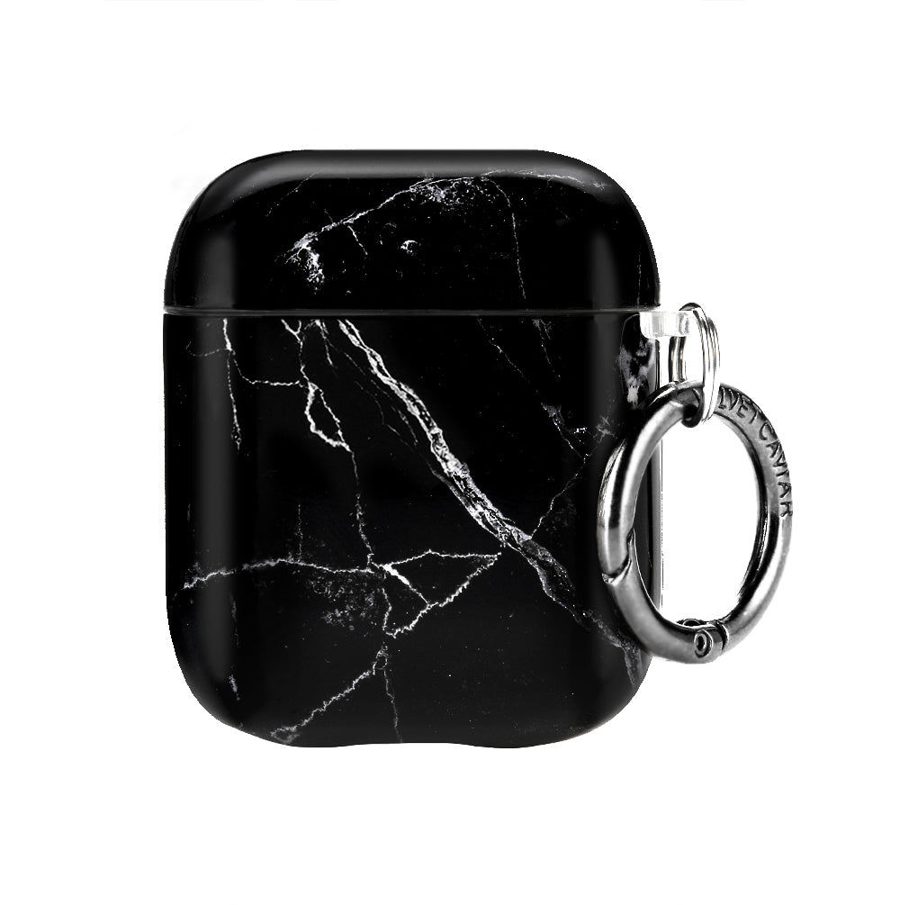 Premium Black Marble AirPods Case - Stylish Protective Cover for AirPods 1/2/3 & Pro - Perfect for Travel, Work & Everyday Use