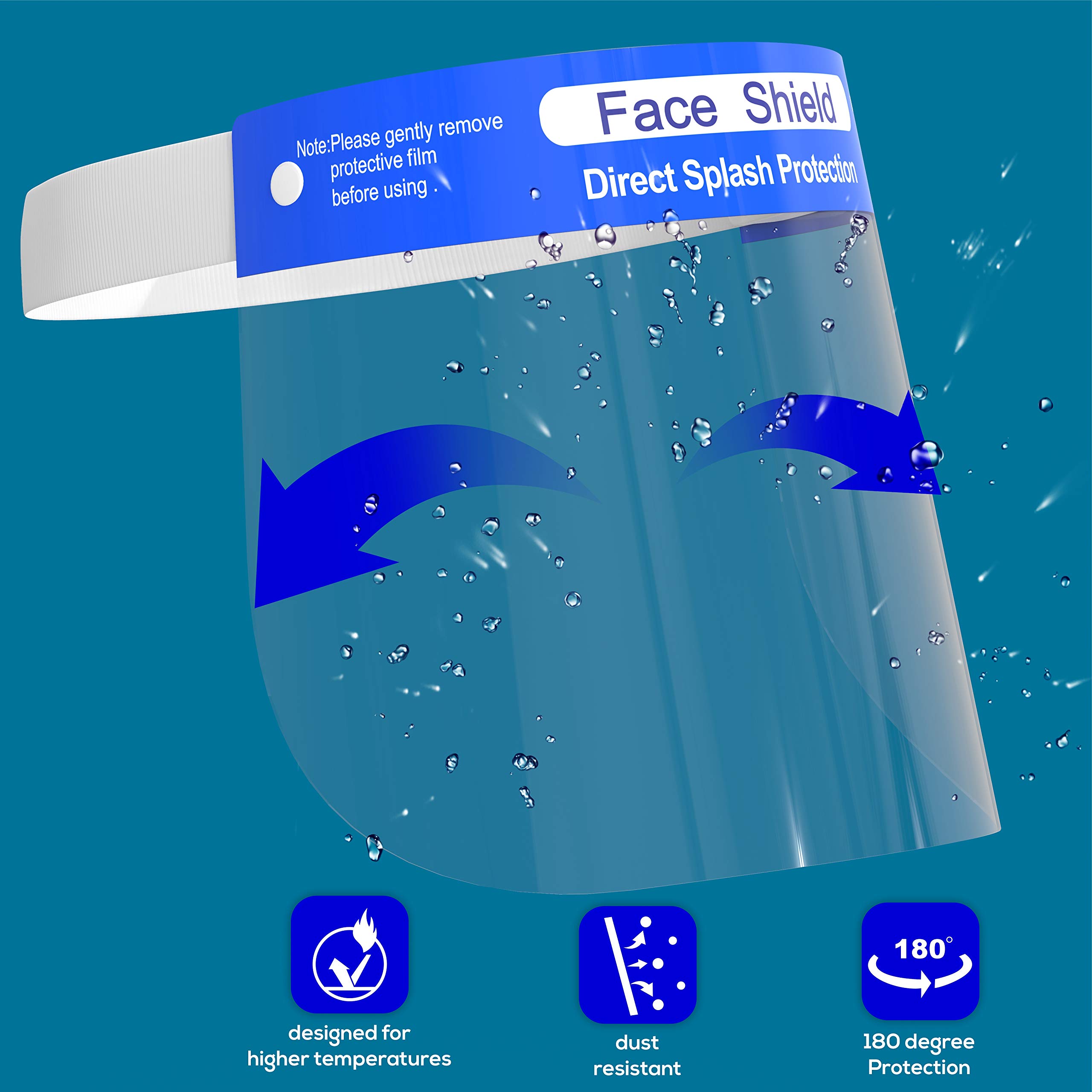 100 Pack Disposable Face Shields by ICU Health - Full Face & Eye Protection, Adjustable & Comfortable for Men & Women - Ideal for Healthcare, Construction, and Public Safety Use