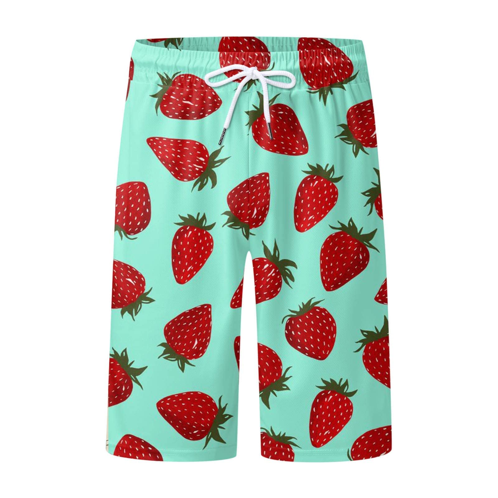 **Men's Hawaiian Print Running Shorts - Lightweight Moisture-Wicking Gym Shorts with Elastic Waist & Pockets - Classic-Fit Sports Short Pants for Workout, Jogging & Beach Vacation**