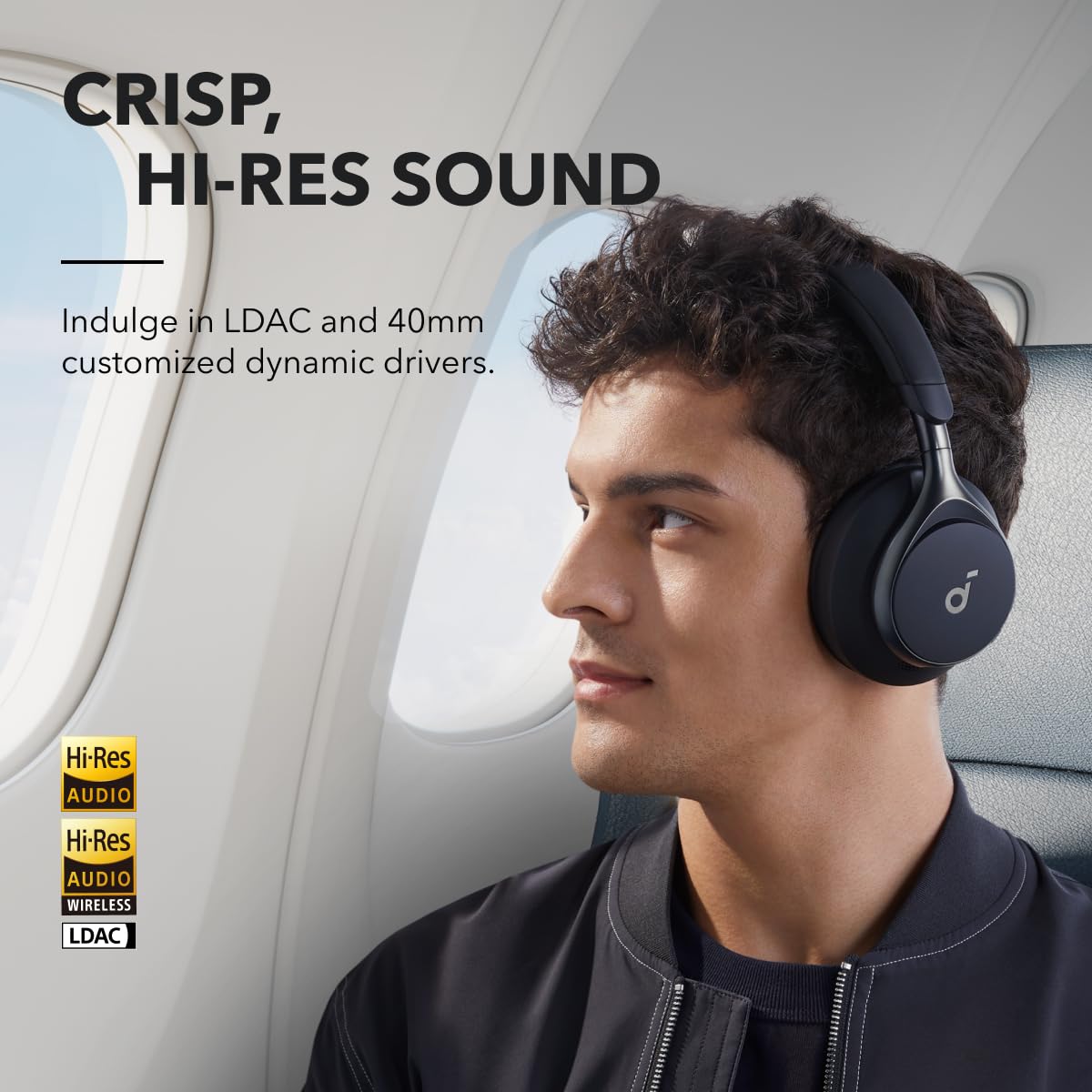 Anker Soundcore Space One Active Noise Cancelling Headphones - 2X Stronger Voice Reduction, 40H ANC Playtime, LDAC Hi-Res Audio, Bluetooth 5.3, App Control - Perfect for Travel, Work & Home Office Use