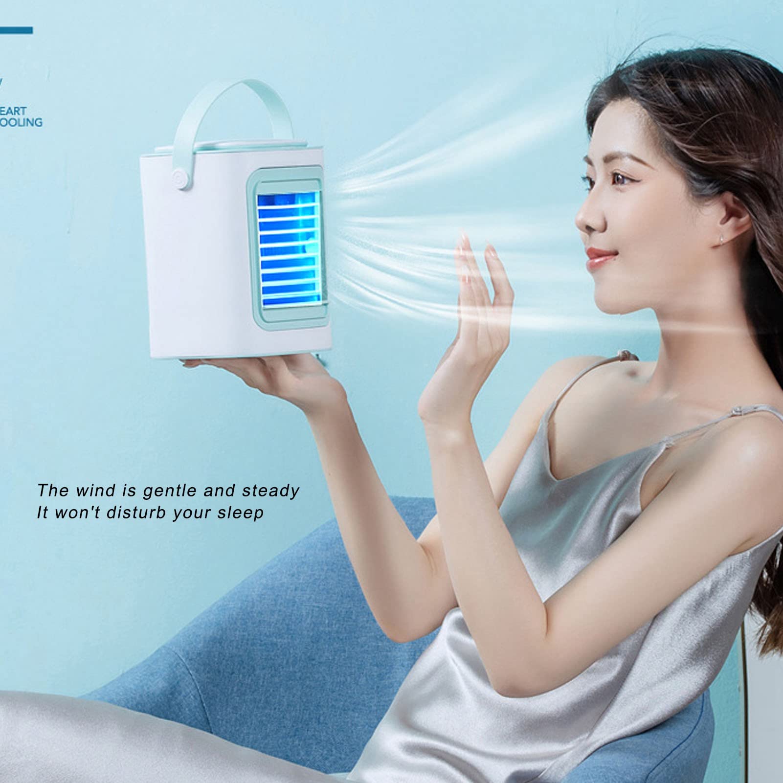 Mini Air Conditioner Portable AC - USB Desktop Air Cooler with 3 Speed Settings for Home, Office & Travel | Personal Cooling Fan for Small Spaces & Workstations