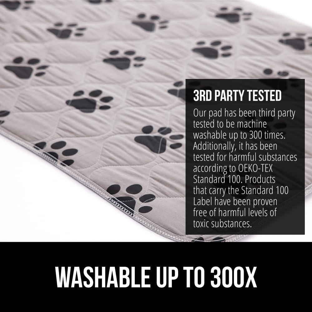 GORILLA GRIP Washable Puppy Pads - Slip Resistant Dog Crate Mat & Waterproof Cloth Pee Pad for Puppy Training | Reusable Pet Incontinence Blanket Protects Sofa, Furniture, Carpet | 22x16 Inches, Pack of 2 | Ideal for Playpen, Crate, Housebreaking & Travel Use