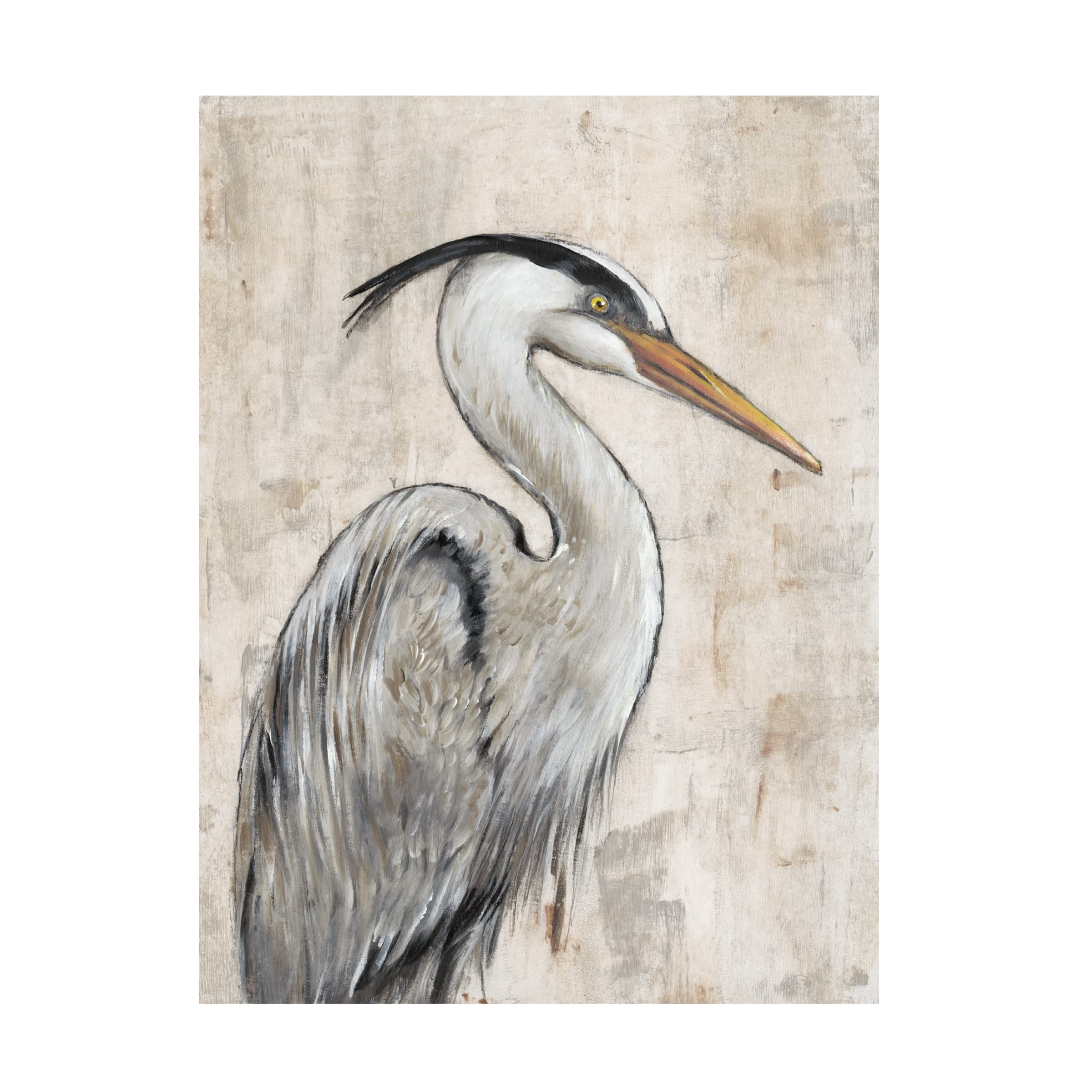 Tim O'Toole Grey Heron I Canvas Wall Art Print - Wildlife Bird Painting for Living Room, Bedroom & Office Decor