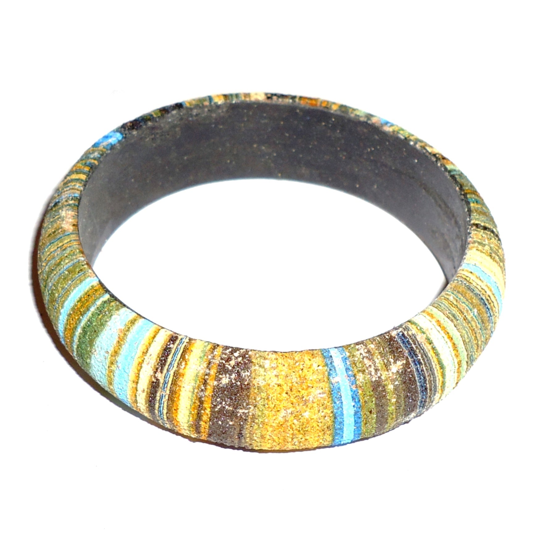 Turquoise Marble Wooden Bangle Bracelet - Large Size Handmade Wood Jewelry for Women, Boho Chic Accessories for Casual Wear & Festival Outfits