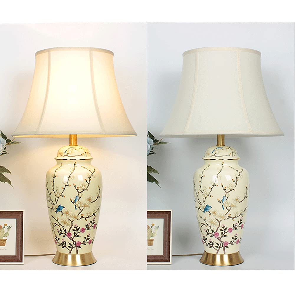 Large Ceramic Table Lamps for Living Room - Chinese Retro Style Nightstand & Bedside Lamps - Perfect for Sofa Side Tables, Coffee Tables and Bedroom Nightstands (Set of 2)