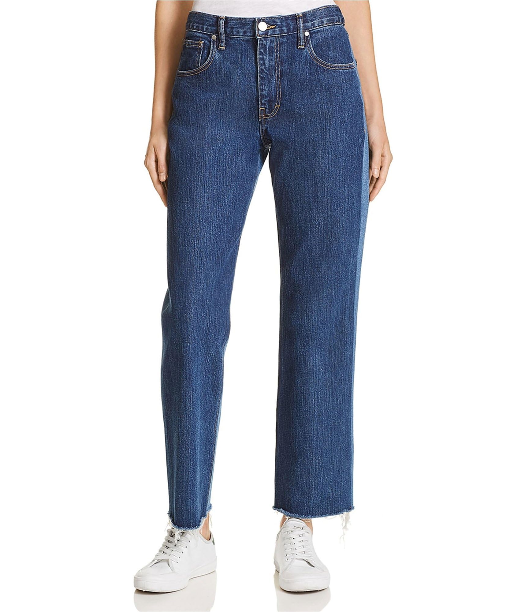 Elizabeth & James Women's Holden Wide Leg Jeans - High Waist Distressed Denim Pants, Classic Blue, Size 26 | Perfect for Casual Outfits, Date Nights & Boho Style