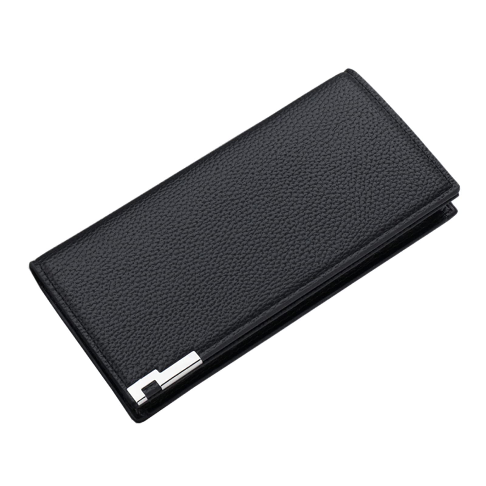 Men's Fashion Coin ID Long Wallet - Solid Color Open Purse with Multiple Card Slots - Large Clutch Bag for Business & Travel (@-Black, One Size) - Perfect for Everyday Use, Office & Night Out