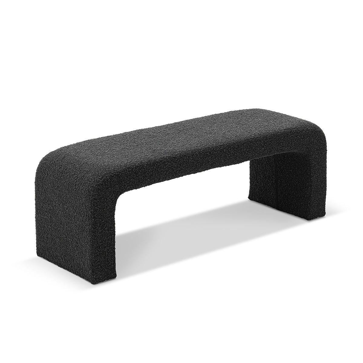Camille Boucle Arch Bench - Modern Upholstered Accent Bench with Curved Design for Living Room, Bedroom, or Entryway