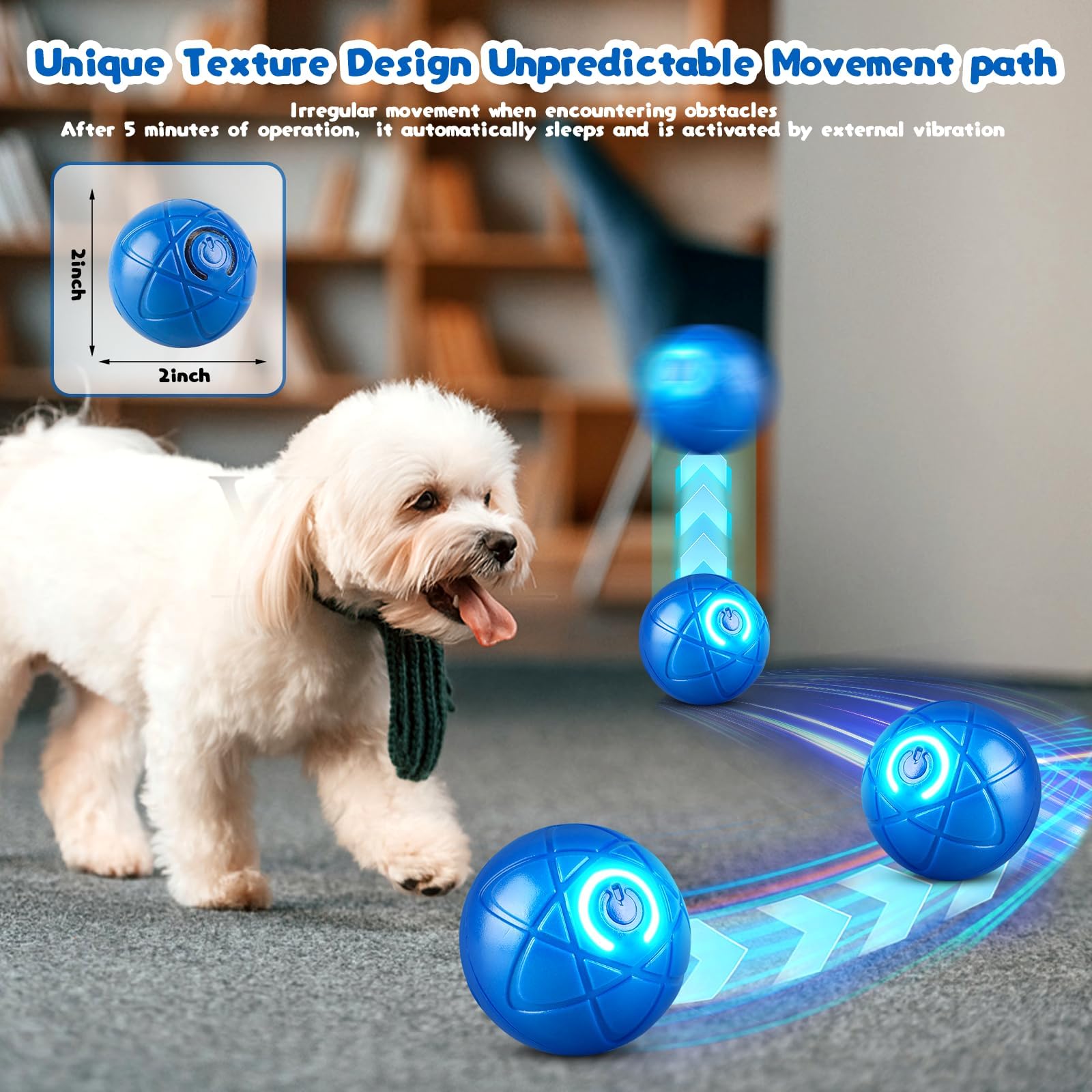 2PCS Vibrating Dog Ball Toy - Blue & Orange Automatic Moving Shaky Ball for Dogs - Interactive Pet Toy for Indoor & Outdoor Play, Training & Exercise