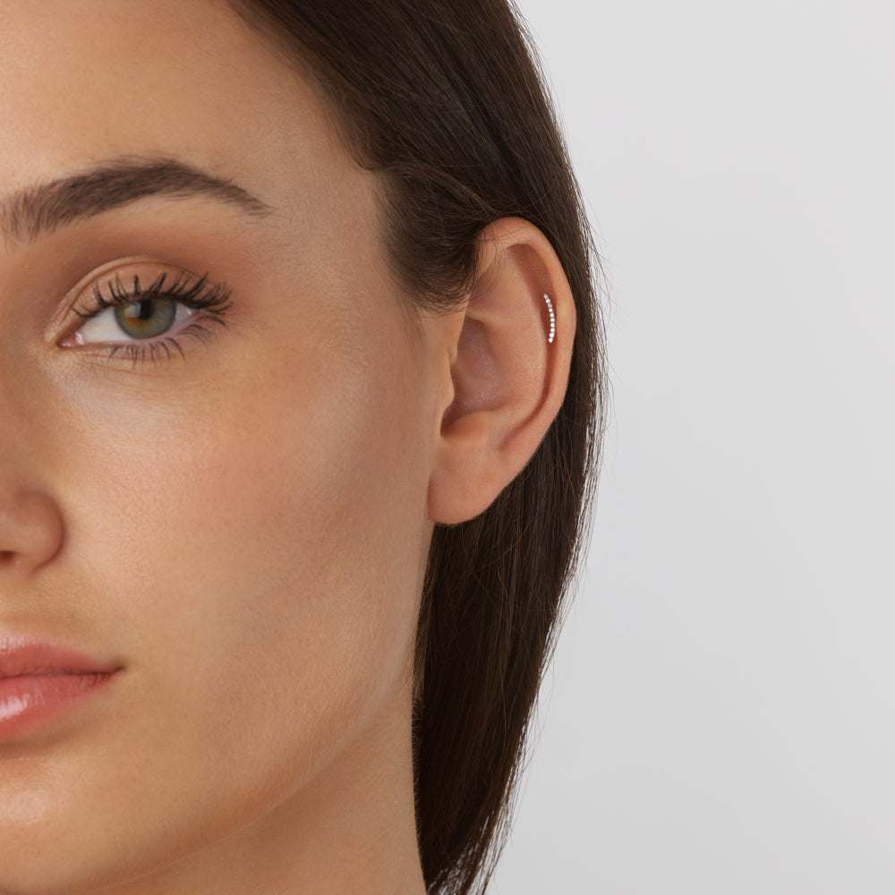 Micro Diamond Climber Helix Single Stud Earring in Sterling Silver - Perfect for Cartilage Piercing & Everyday Wear