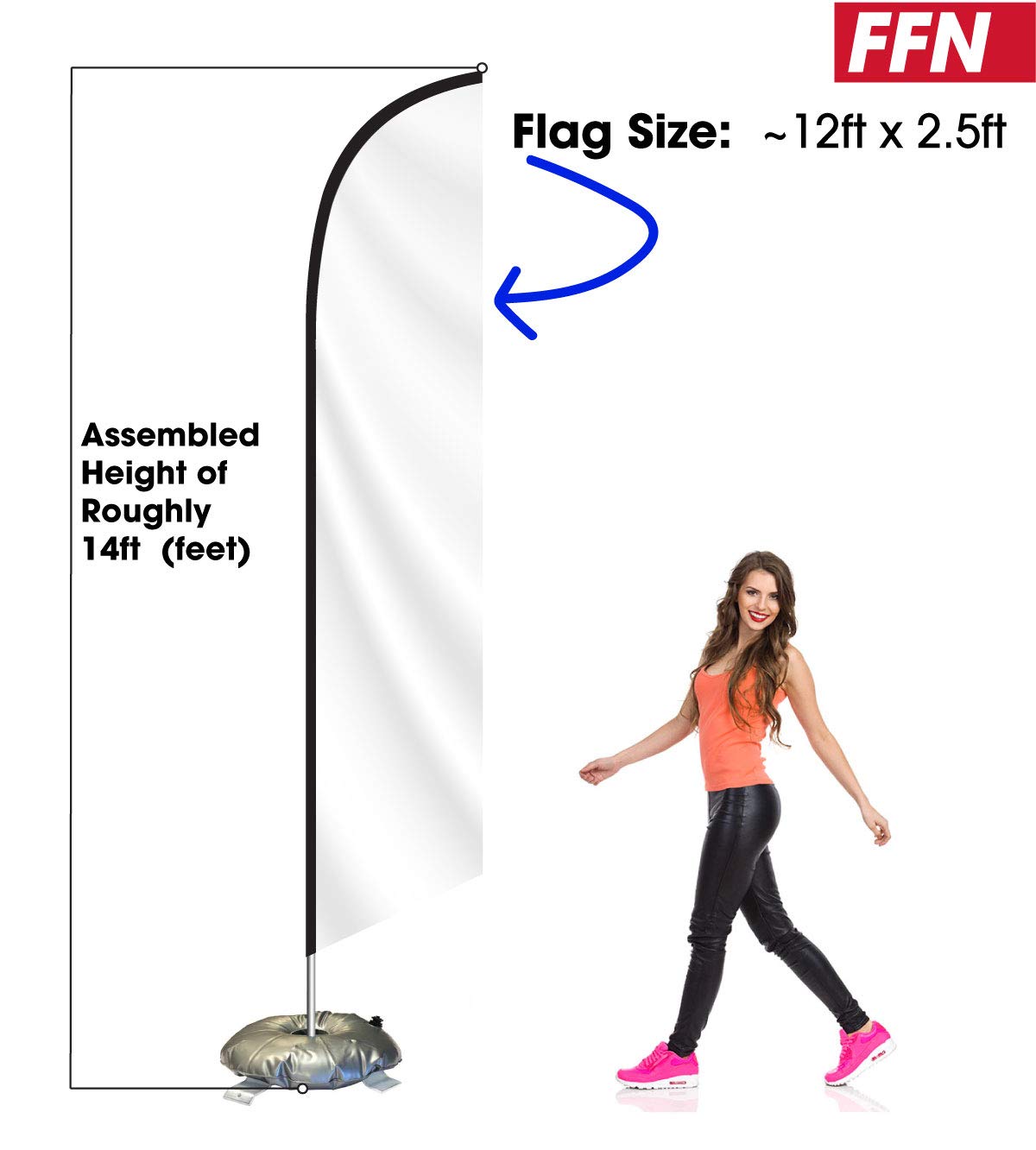 Premium Outdoor Advertising Feather Flag Kit - Fresh Hot Coffee Banner with Cross Base & Weight Donut - Perfect for Cafes, Drive-Thrus & Events