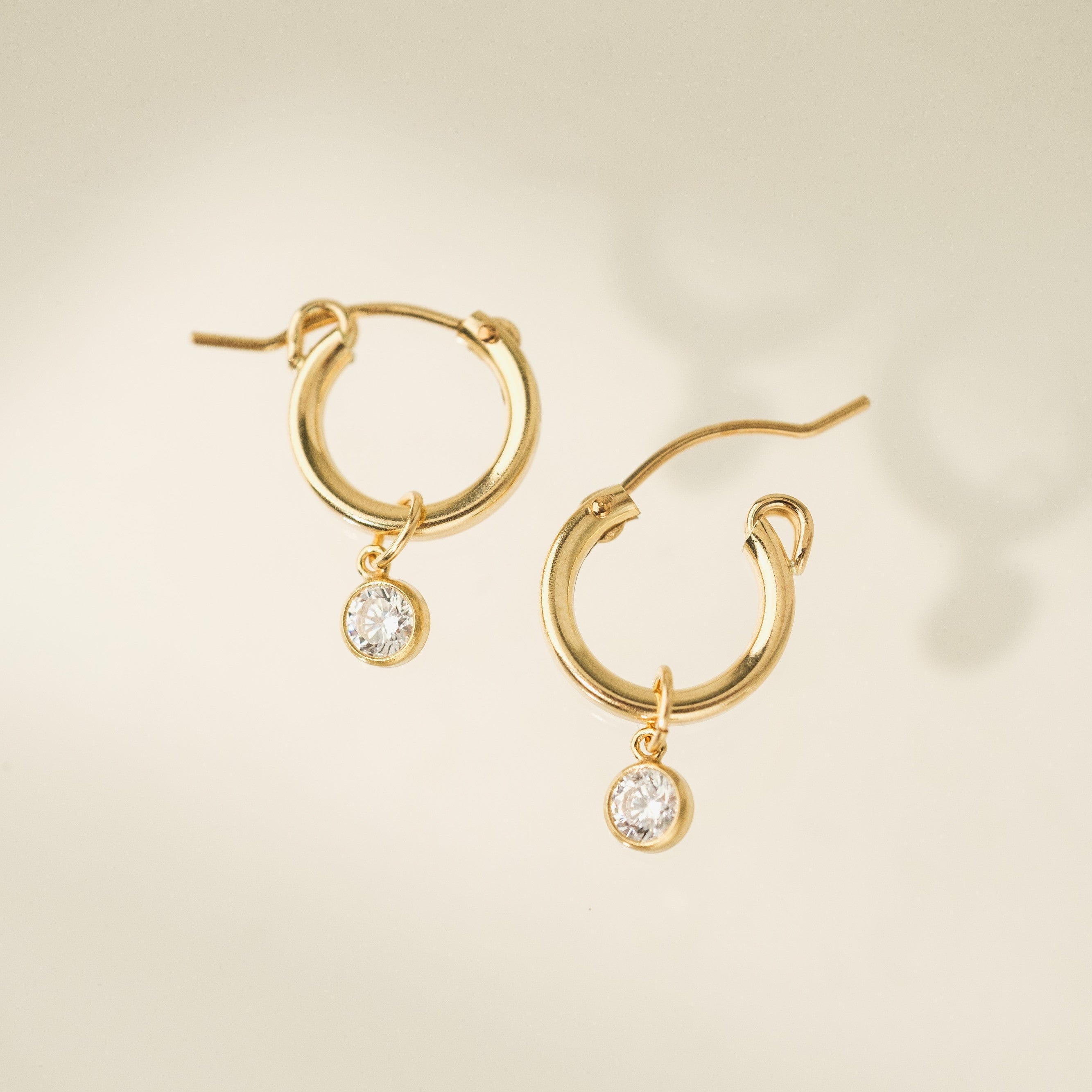 April Birthstone Gold Filled Hoop Earrings for Women - Dainty 14K Gold Plated Diamond Cut Stud Earrings - Perfect Gift for Birthday, Anniversary & Everyday Wear