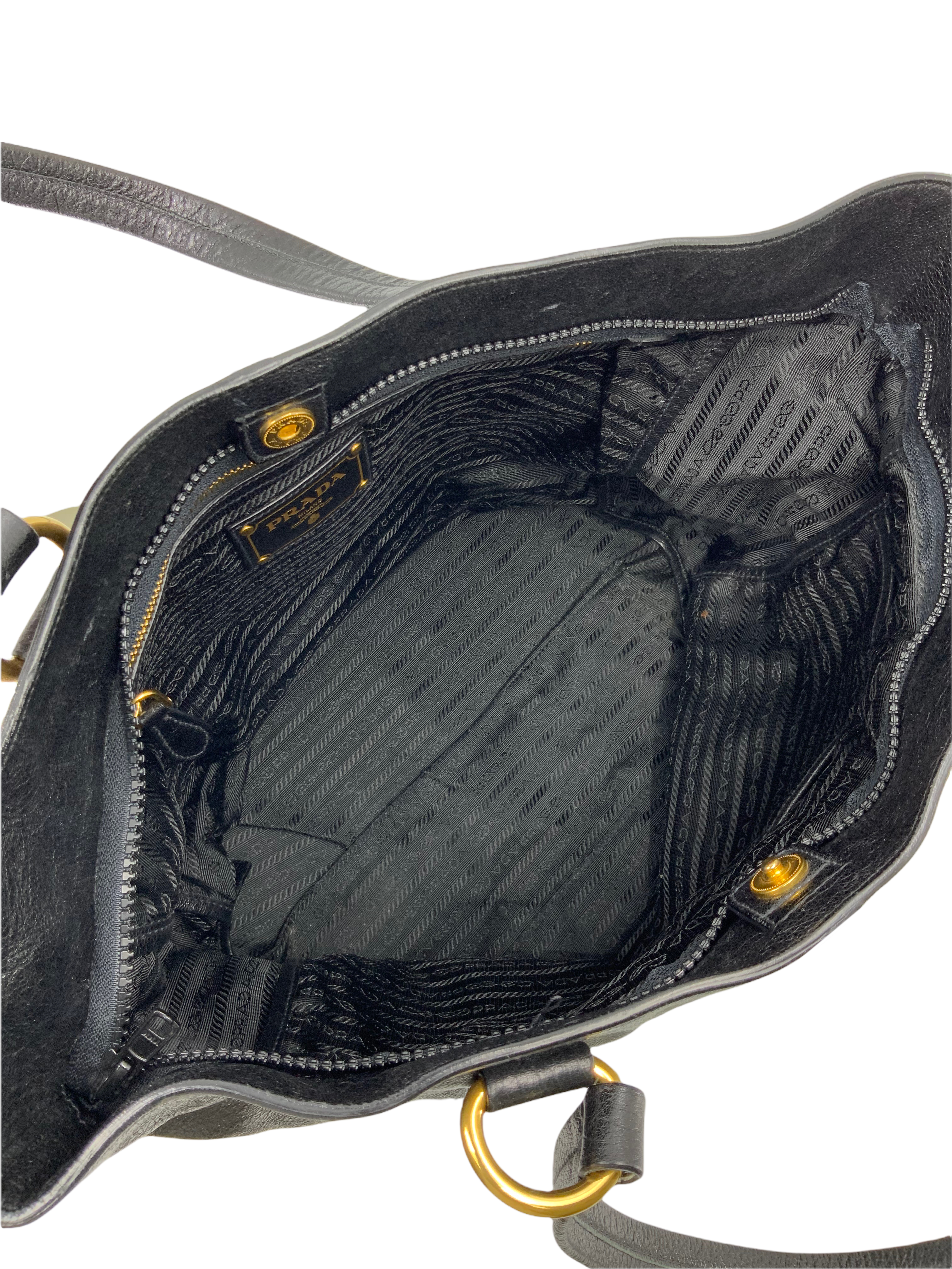 Prada Glazed Leather Front Zip Tote Bag for Women - Luxury Designer Handbag for Work, Travel & Everyday Use