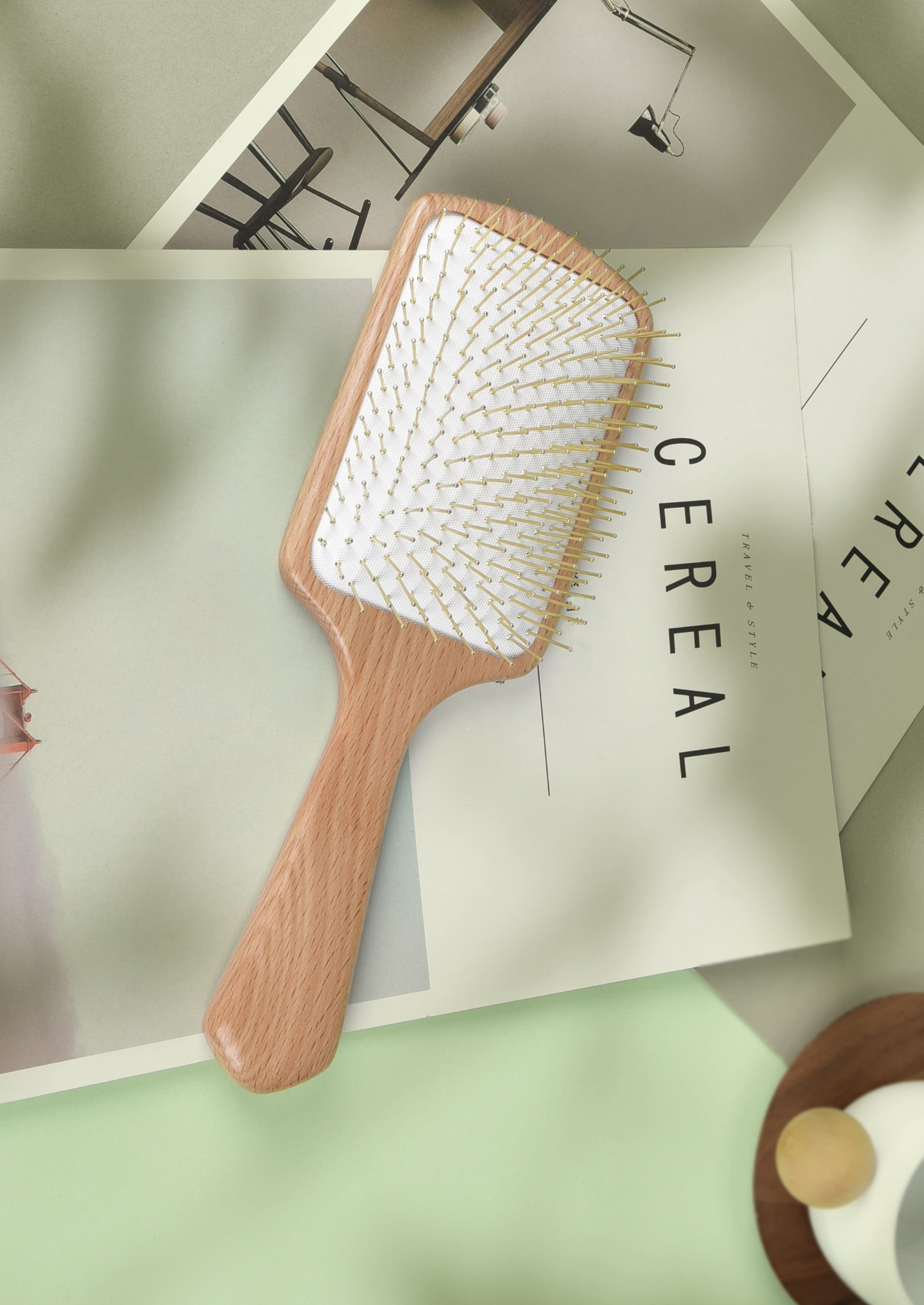 FSC Certified Beech Wood Metal Pin Hairbrush - Natural Wooden Hair Brush for Detangling & Styling - Perfect for Daily Hair Care & Salon Use