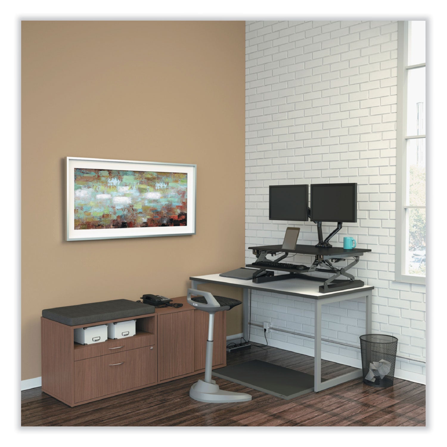 Alera Open Office Desk Series 2-Drawer Low File Cabinet Credenza - Walnut Finish, 29.5