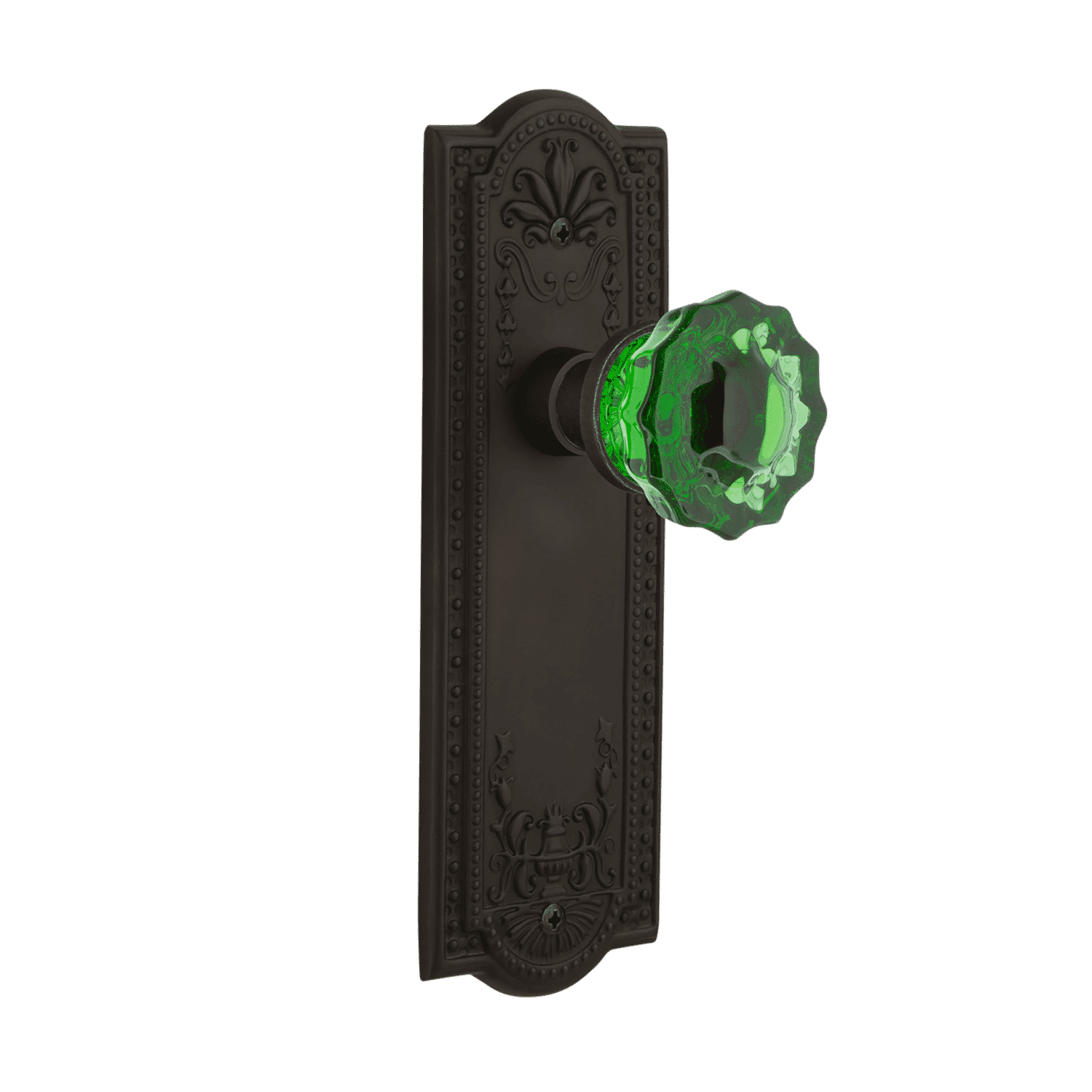 Oil Rubbed Bronze Meadows Long Plate with Emerald Crystal Knob - Elegant Cabinet & Drawer Pull for Kitchen, Bathroom & Furniture Hardware Upgrade