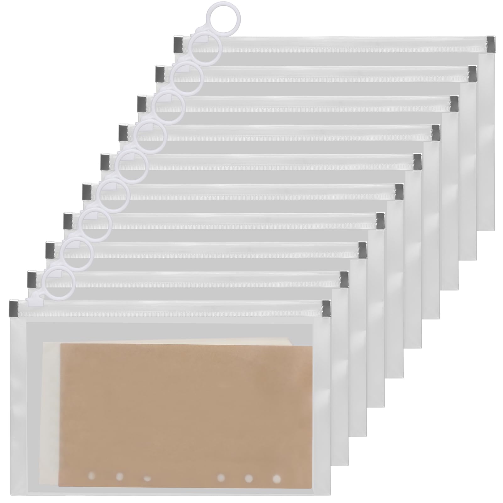 FYY 10PCS Clear Plastic Envelopes with Zipper - A6 Size Poly Zip File Folders for Office Supplies, 8.66 x 5.12 Inches, Translucent Document Storage Bags - Perfect for Organizing Bills, Receipts, Coupons, and Important Papers at Home or Office