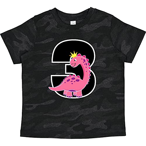 Inktastic 3rd Birthday Dinosaur Outfit for Girls - Cute Toddler T-Shirt with Dino Design - Perfect for Birthday Parties, Playdates & Everyday Wear