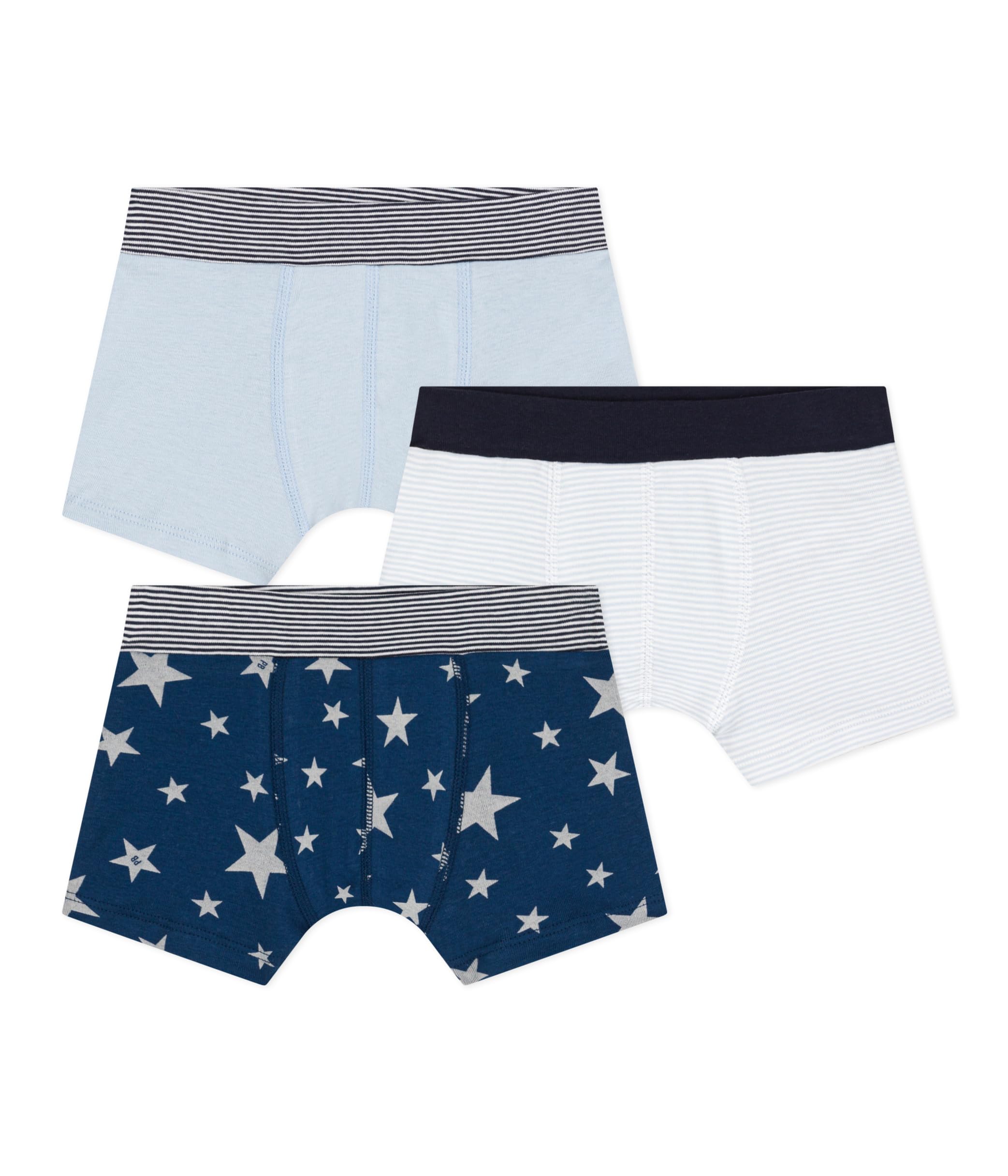 Petit Bateau Boys' Star Cotton Boxer Shorts 3-Pack - Soft Breathable Underwear for Kids Ages 2-12 Years | Perfect for School, Play & Everyday Comfort