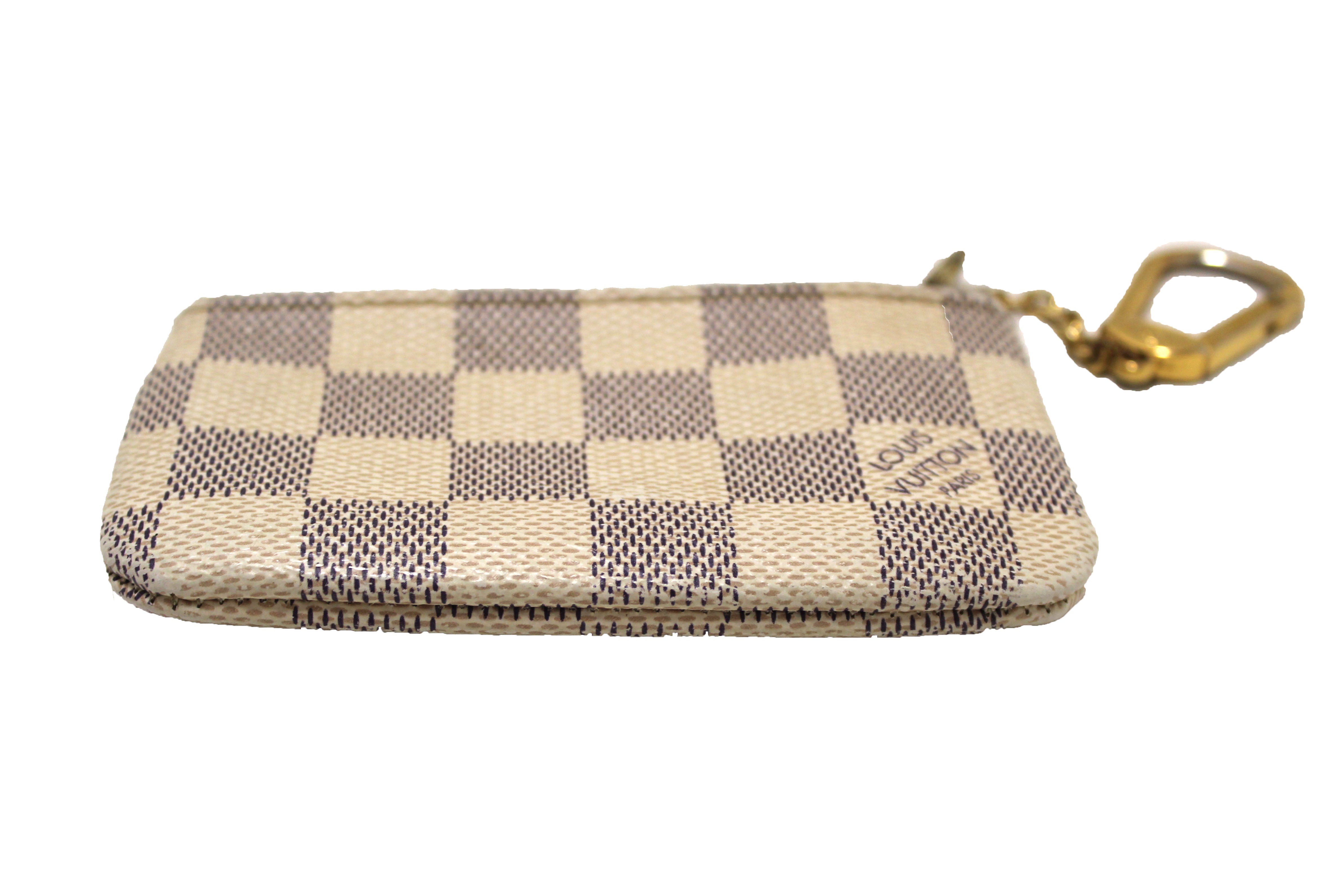 Authentic Louis Vuitton Damier Azur Canvas Key Pouch - Compact Wallet for Keys & Cards - Perfect for Travel, Everyday Use & Gift Giving