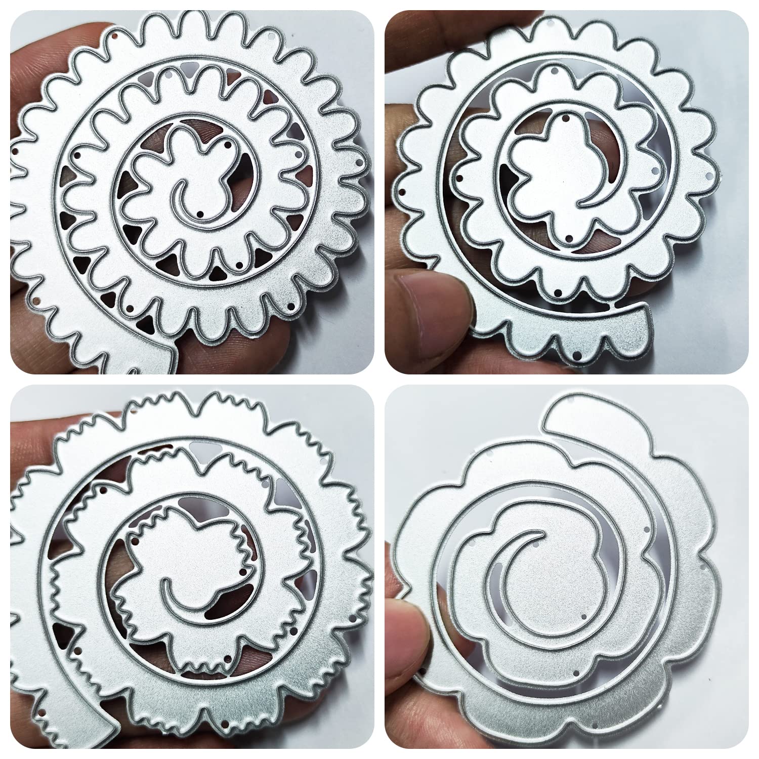4 Piece Floral Pattern Cutting Dies Set - 3D Petal & Leaf Shape Dies for Scrapbooking, Card Making, Photo Albums, DIY Embossing Decoration - Perfect for Wedding Invitations, Greeting Cards & Paper Crafts