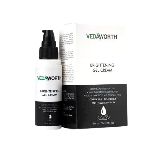 VEDAWORTH Brightening Gel Cream 50ml - Pack of 4 | Vitamin C Face Moisturizer for Glowing Skin | Day & Night Hydration for All Skin Types | Perfect for Dry, Dull Skin & Anti-Aging Care