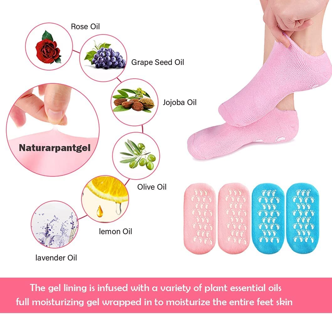 **Moisturizing Spa Gel Socks for Cracked Feet – Essential Oil Infused Foot Care Protector to Repair & Soften Dry, Hard Skin – 2 Pairs – Perfect for Overnight Treatment & Relaxation**