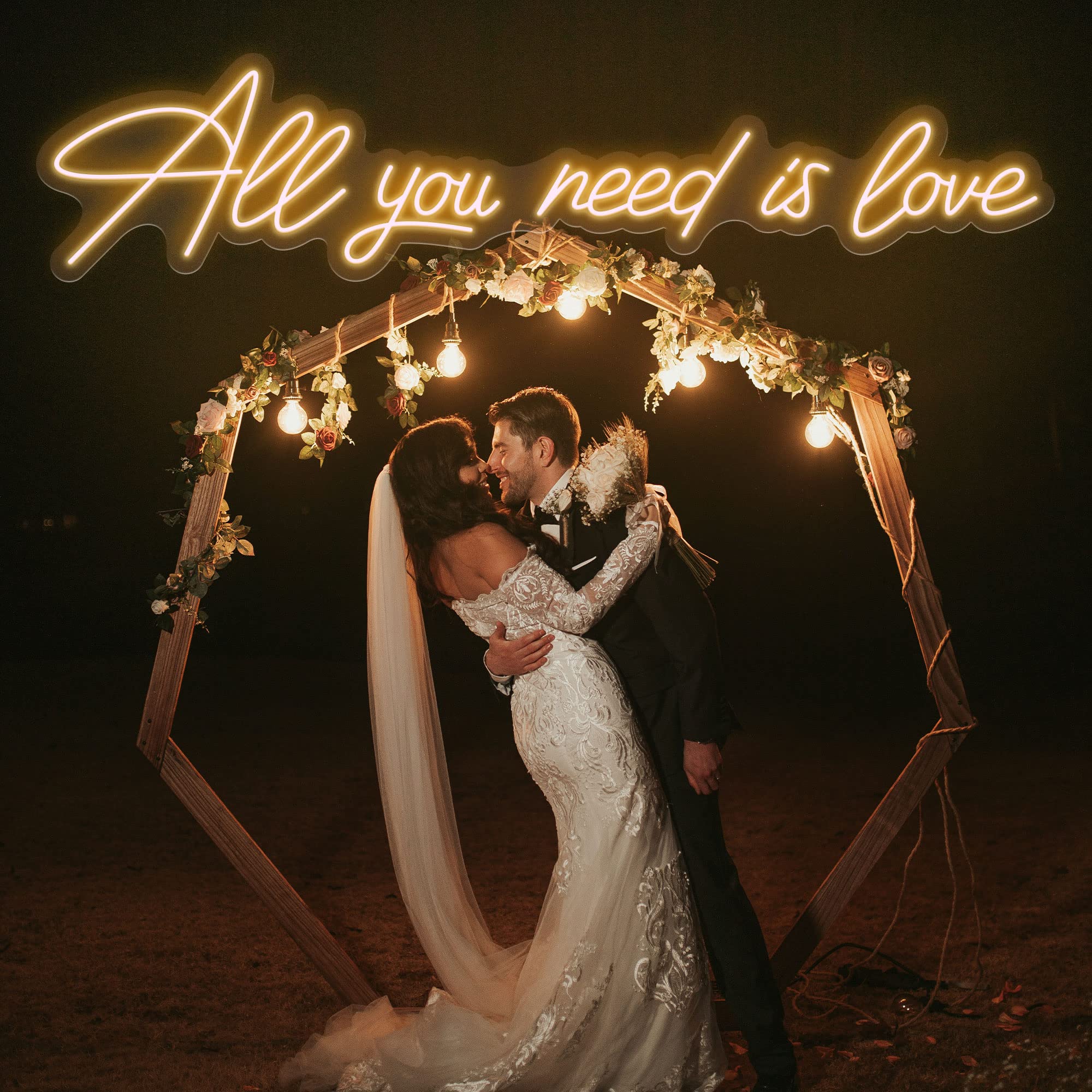 Custom All You Need is Love Neon Sign - Personalized Wall Decor for Bedroom, Home, Wedding, Valentine's Day & Engagement Party | Dimmable LED Neon Light for Romantic Gifts & Special Occasions