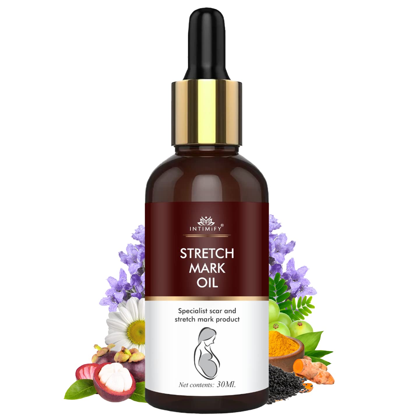 INTIMIFY Stretch Marks Oil & Cream for Women - Pregnancy Safe, 30ml - Hydrating & Nourishing for Belly, Hips & Thighs - Perfect for Pre & Postpartum Care & Daily Skin Moisturizing