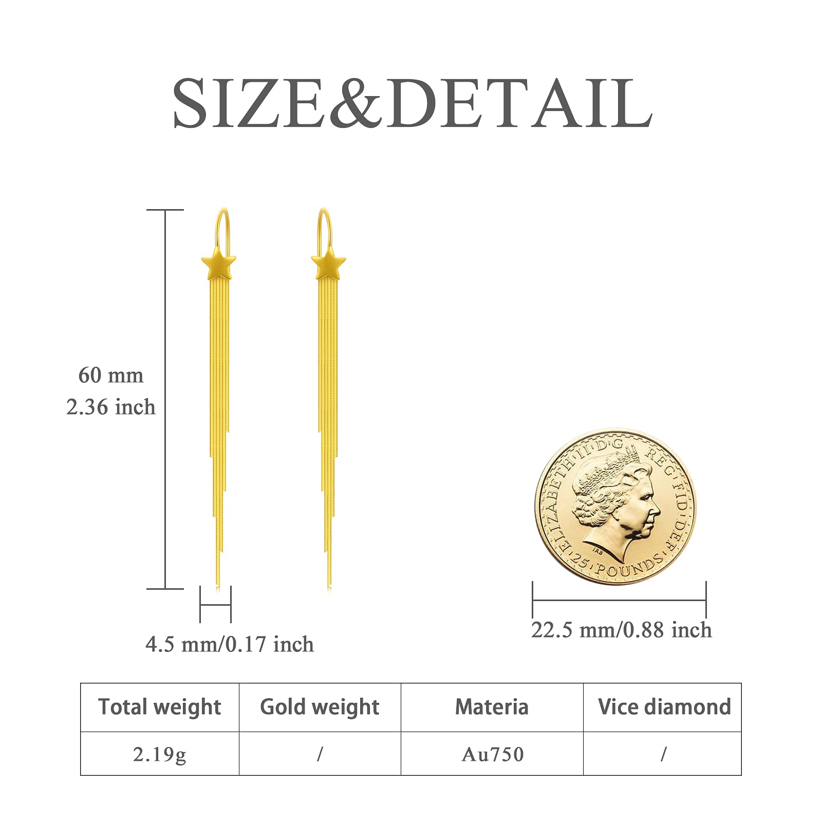 18K Gold Star & Four Leaf Clover Dangle Earrings for Women - Elegant Hook Drop Earrings - Perfect Gift for Her - Ideal for Parties, Weddings & Everyday Wear