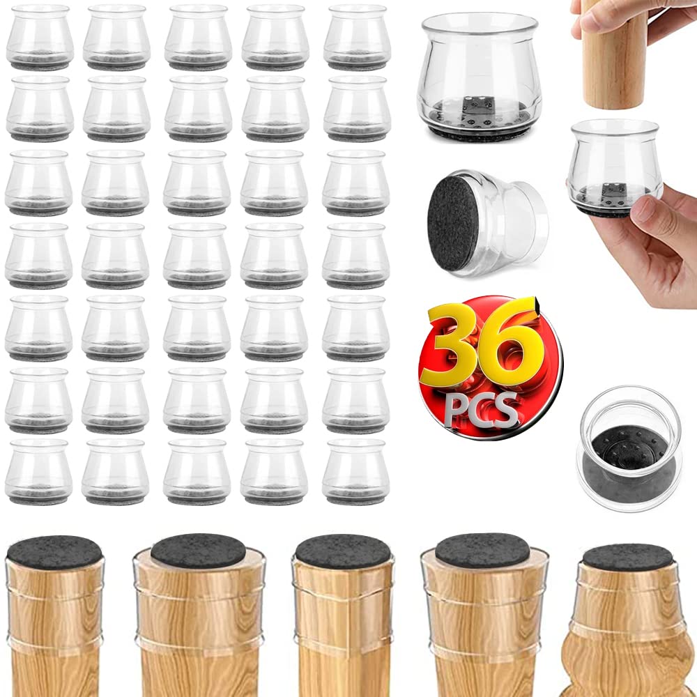 36-Pack Silicone Chair Leg Floor Protectors for Hardwood Floors - Scratch Proof, Durable & Easy to Install - Protect Floors & Enhance Furniture Style - Perfect for Home, Office & Dining Room Use