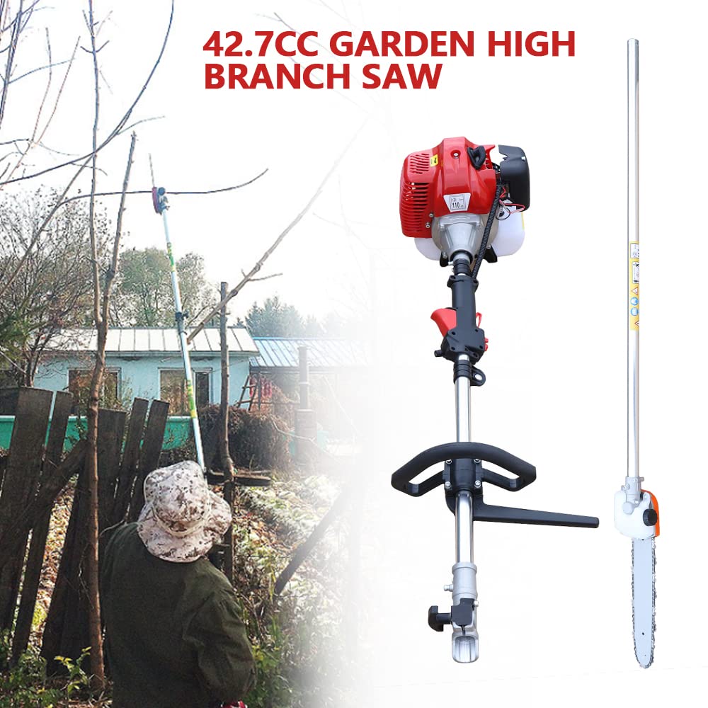 42.7CC 11.2ft Gas Pole Chainsaw - Powerful Gasoline Pole Saw for Tree Trimming, Pruning & Landscaping | Long Reach Cordless Hedge Trimmer for Professional Tree Care & Yard Maintenance