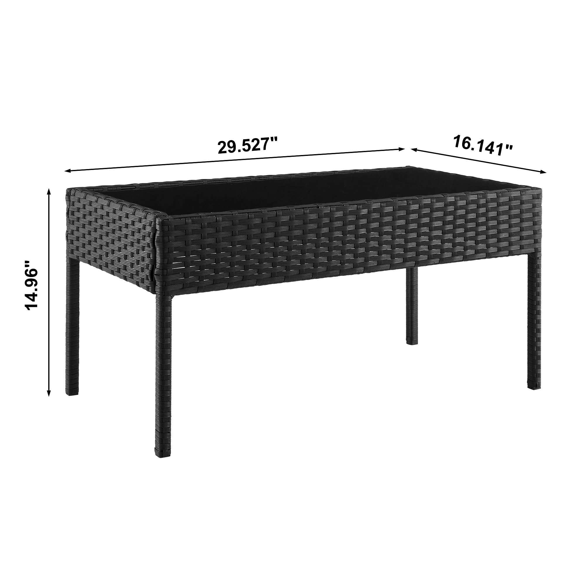 Manhattan Comfort Noli 4-Piece Outdoor Patio Furniture Set - Steel Rattan Conversation Set with 2 Armchairs, Loveseat & Tempered Glass Coffee Table | Waterproof Cushions | Grey | Perfect for Garden, Backyard, Poolside & Terrace Relaxation