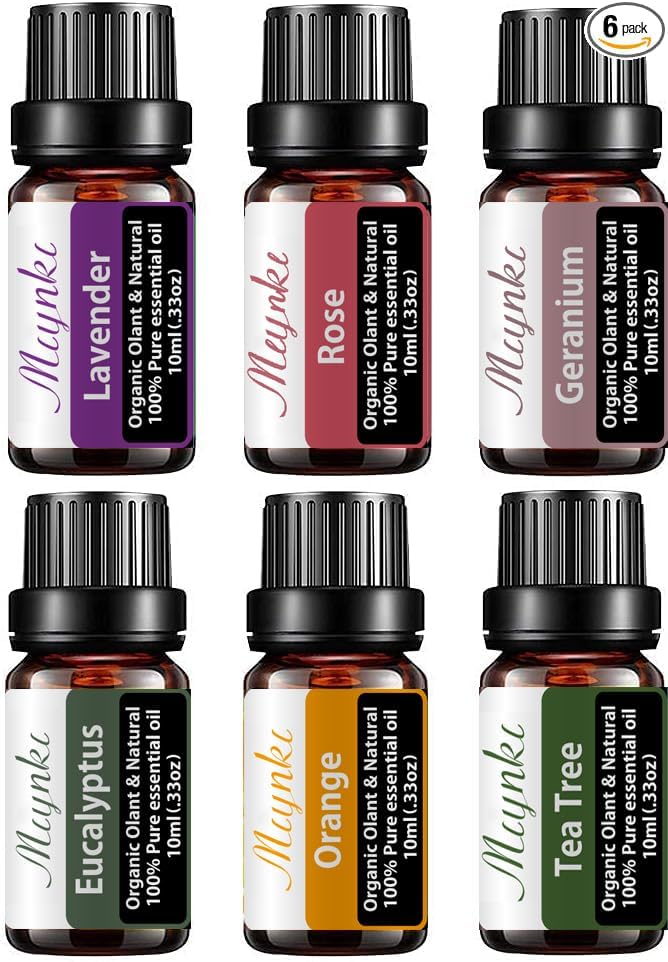 10ml 6pack Rose,lavender,eucalyptus,orange,geranium,tea Tree