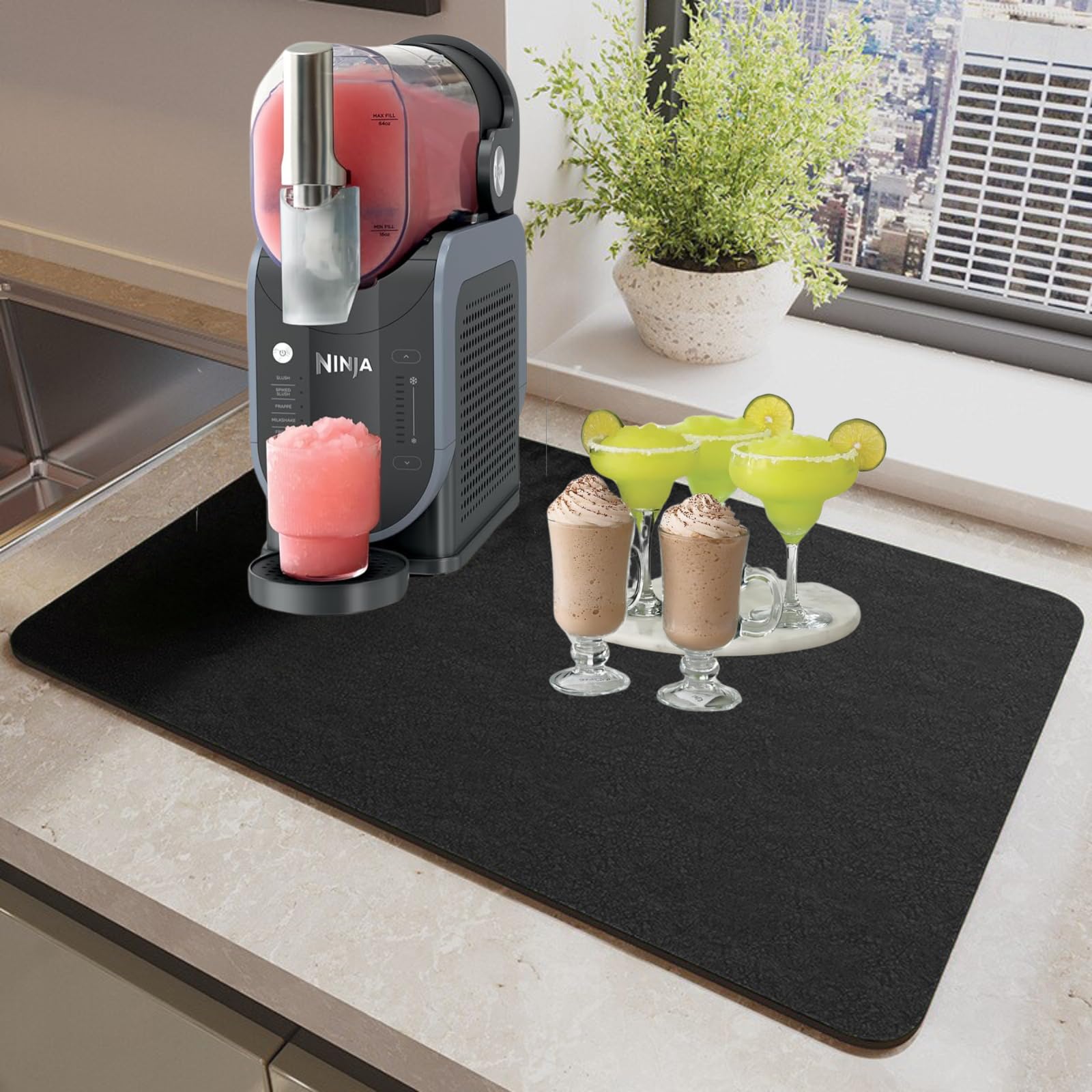 Ninja FS301 Slushie Machine with Waterproof Mat - Professional Frozen Drink Maker for Smoothies, Cocktails & Party Drinks - Perfect for Home, Bars & Outdoor Events