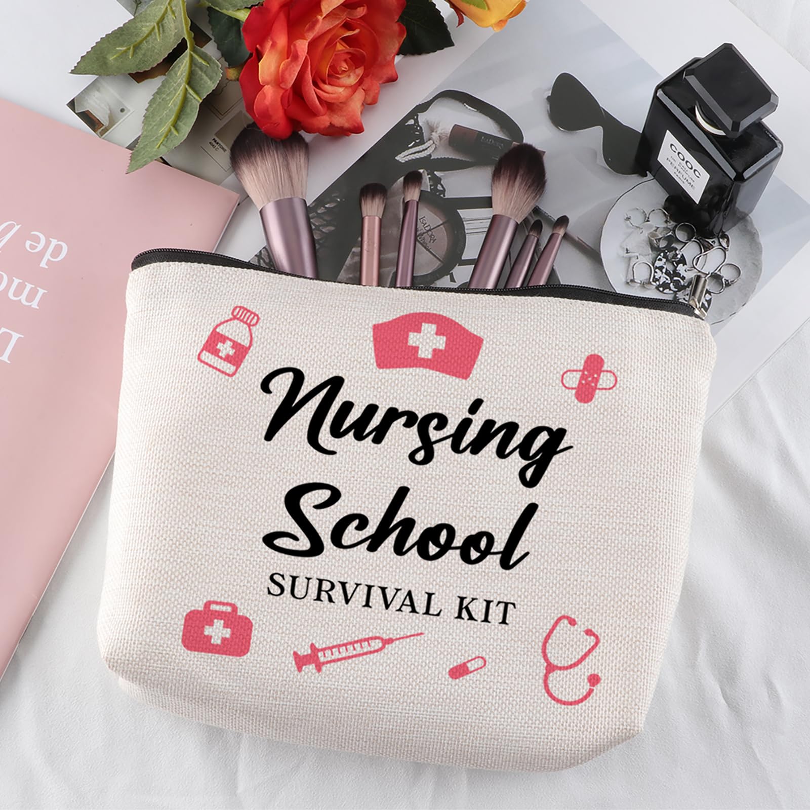 **Inspirational Nursing Gifts for Women - Funny Nurse Practitioner Graduation Gift Set, Travel Makeup Bag & Survival Kit - Perfect for Nurses Week, Assistant Graduation & Daily Hospital Use**