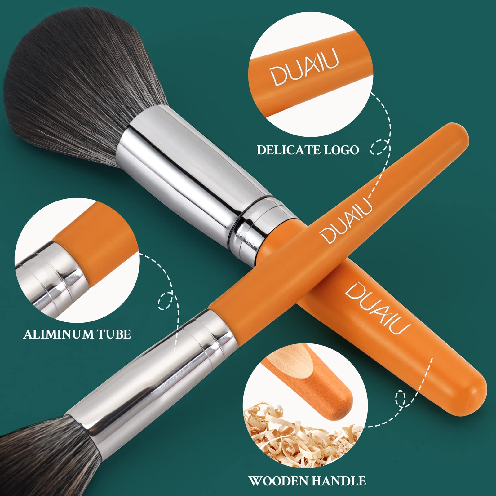 DUAIU 12Pcs Professional Makeup Brush Set - Premium Synthetic Kabuki, Foundation, Blending, Face Powder, Blush, Concealer & Eyeshadow Brushes Kit with Travel Pouch - Perfect for Daily Makeup, Contouring & Professional Makeup Artists