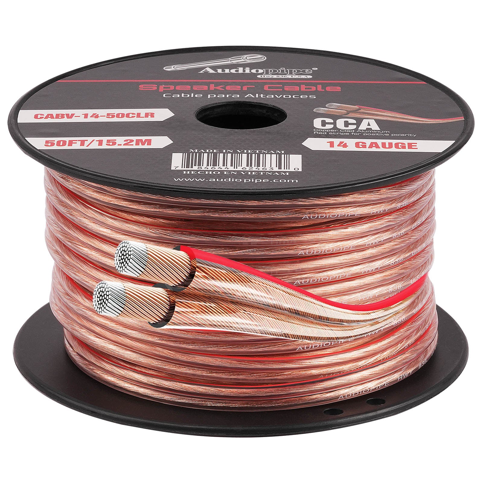 50FT 14AWG Oxygen-Free Copper Speaker Wire - High Performance Audio Cable for Home Theater, Studio & Outdoor Speakers (CABV 14 50CLR) - Perfect for Surround Sound Systems, DJ Equipment & Live Events