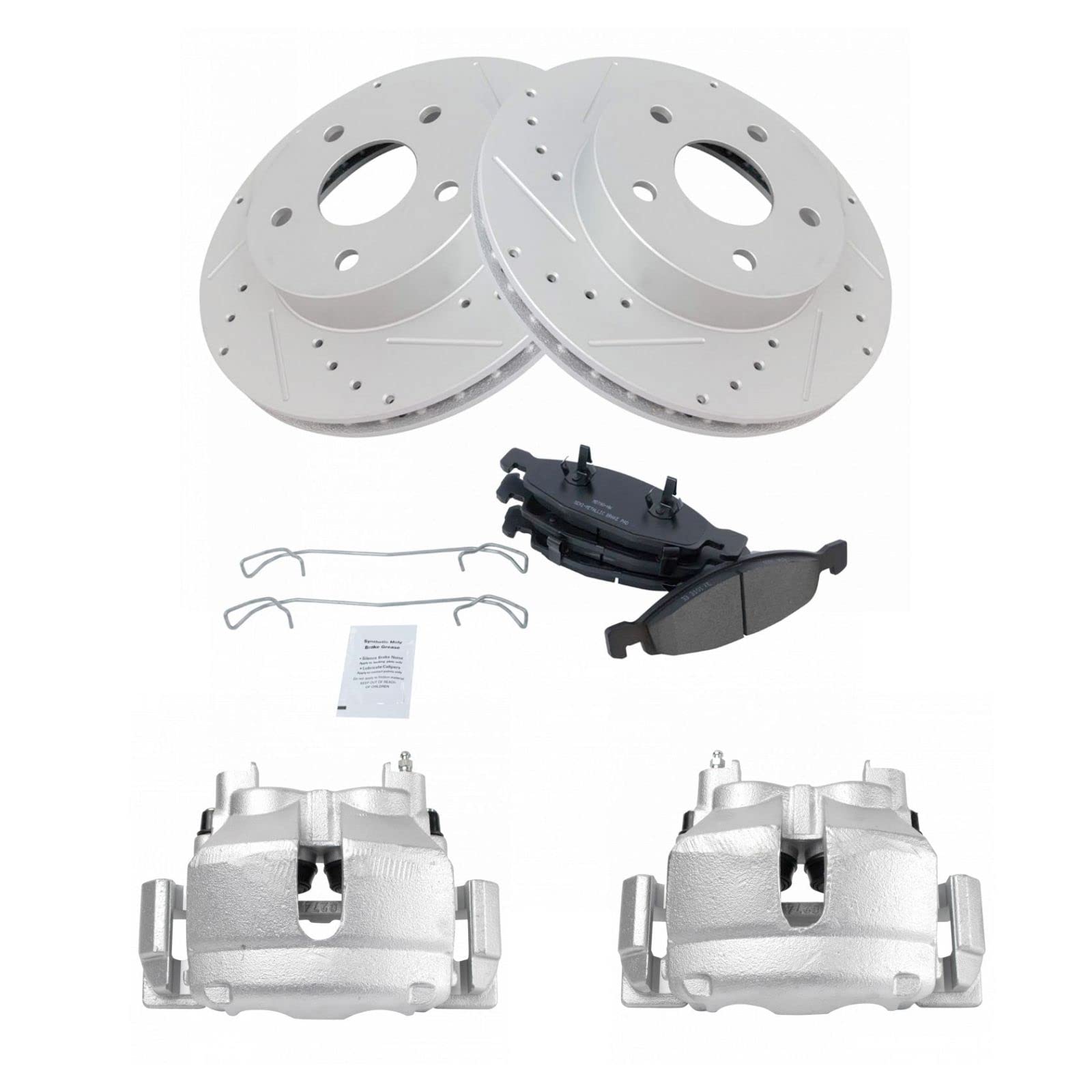 Premium Front Performance Brake Pad & Rotor Kit - Semi-Metallic Vented G-Coated - Compatible with 1999-2002 Jeep Grand Cherokee - Perfect for Off-Roading & Daily Commuting
