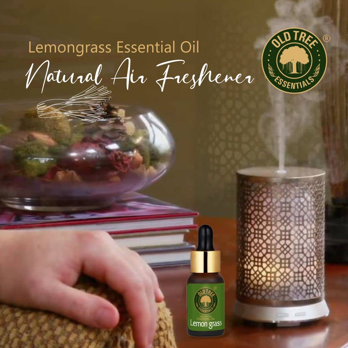 Pure Natural Old Tree Lemongrass Essential Oil 15ml - Undiluted for Skin Care, Hair Growth, Aromatherapy & Insect Repellent - Therapeutic Grade with Glass Dropper - Perfect for Diffusers, Massage & DIY Beauty Products