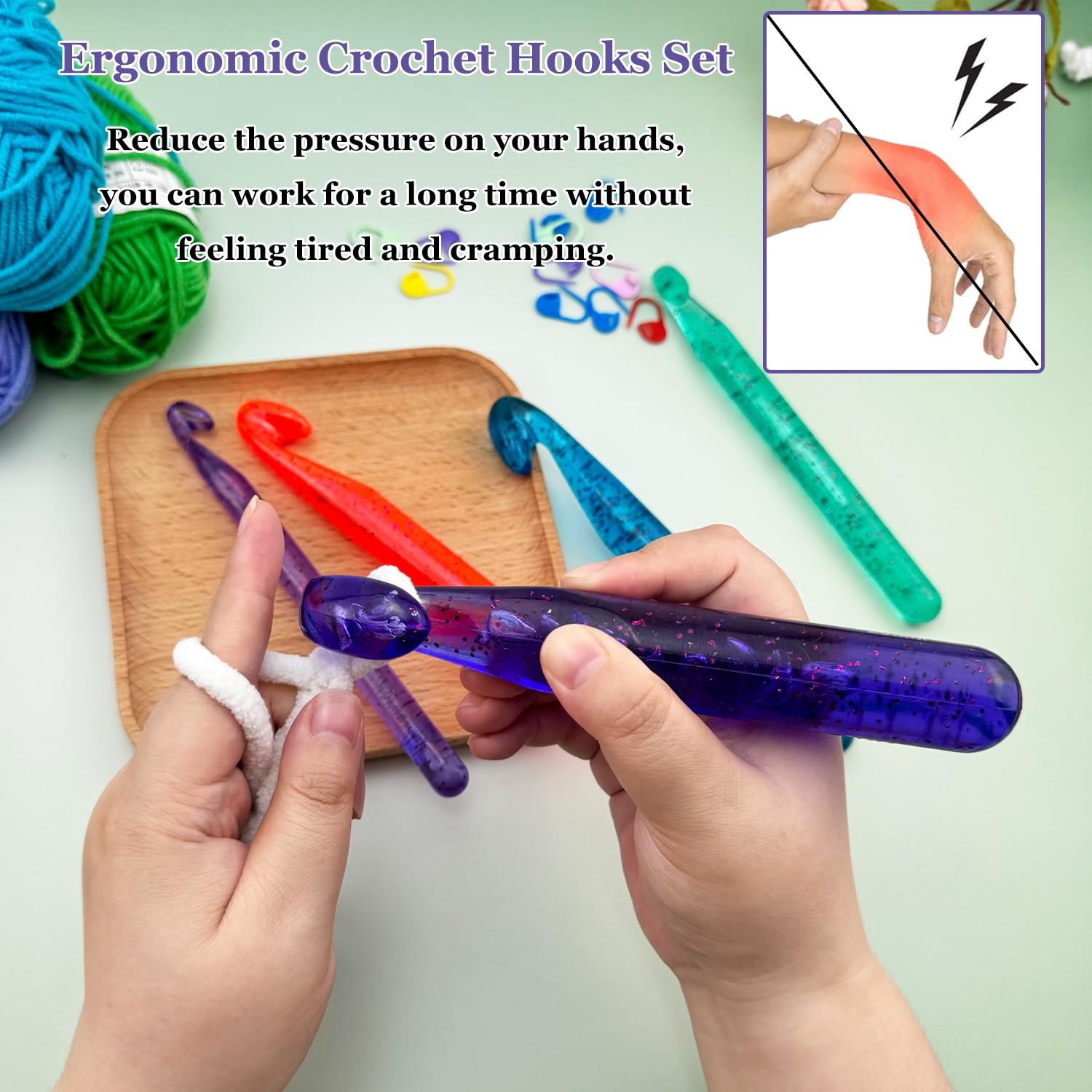 25mm Large Crochet Hook for Chunky Yarn - Ergonomic Plastic Crystal Smooth Crochet Needles for Arthritic Hands - Perfect for DIY Handmade Blankets, Scarves & Home Decor Projects