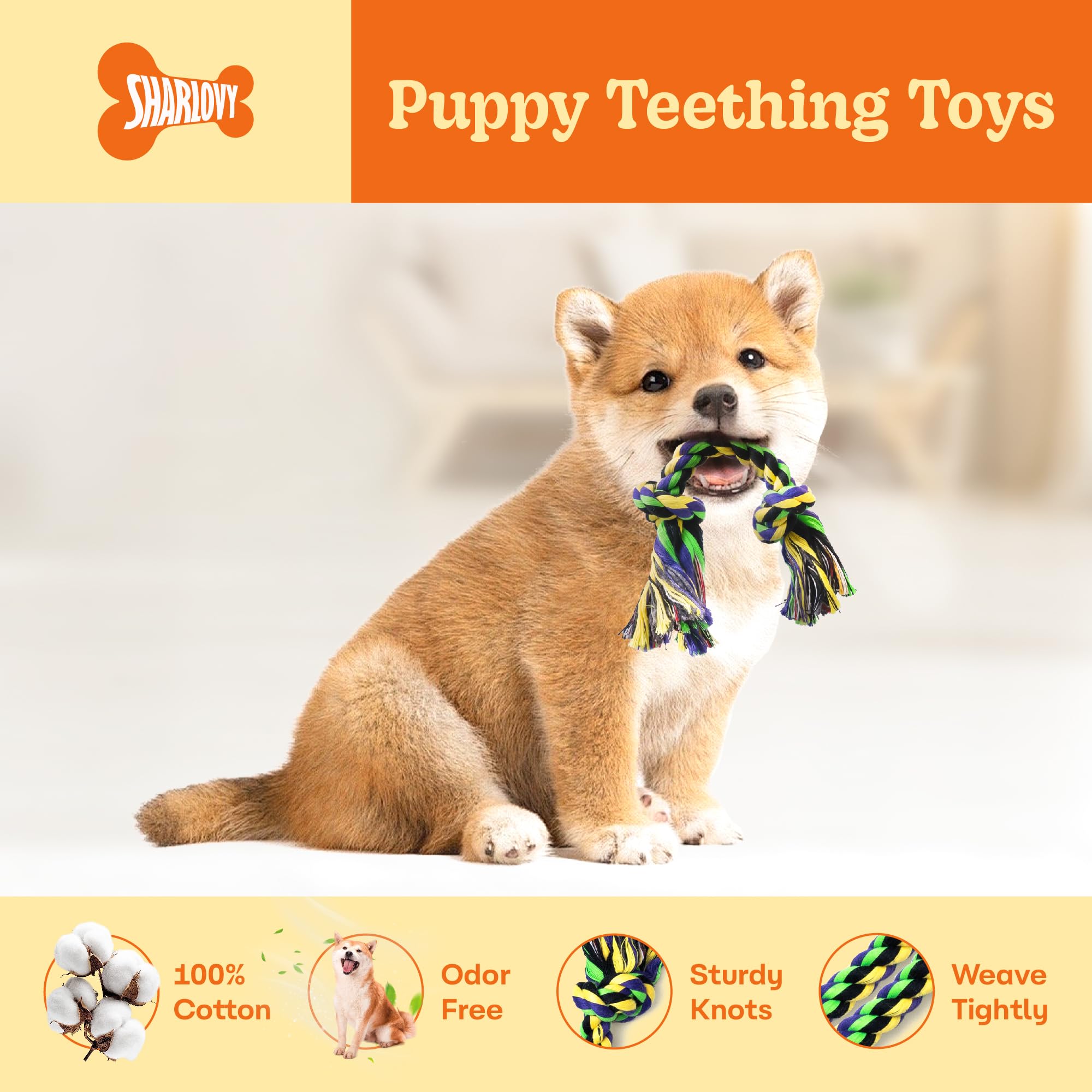 Durable 5-Pack Puppy Teething Toys for Small Dogs – Cotton Rope Chew Toys for Aggressive Chewers & Interactive Tug of War Play | Perfect for Puppy Training, Teething Relief & Bonding Time