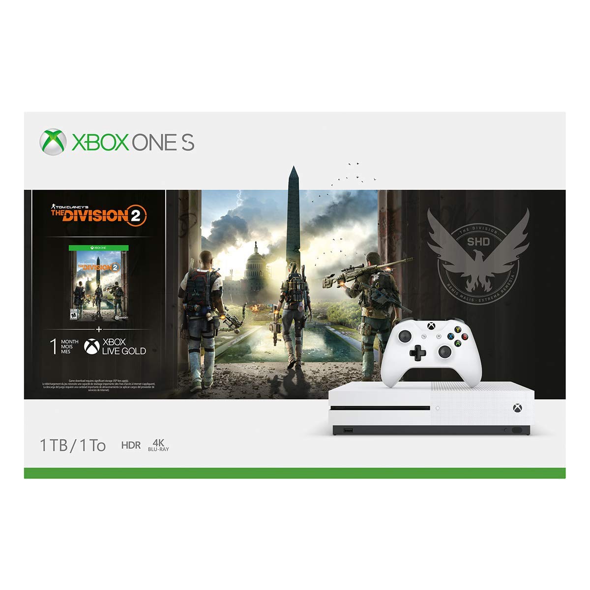 Xbox One S 1TB Console - Tom Clancy's The Division 2 Bundle (Renewed) | HD Gaming System with Wireless Controller | Perfect for Home Entertainment & Multiplayer Gaming