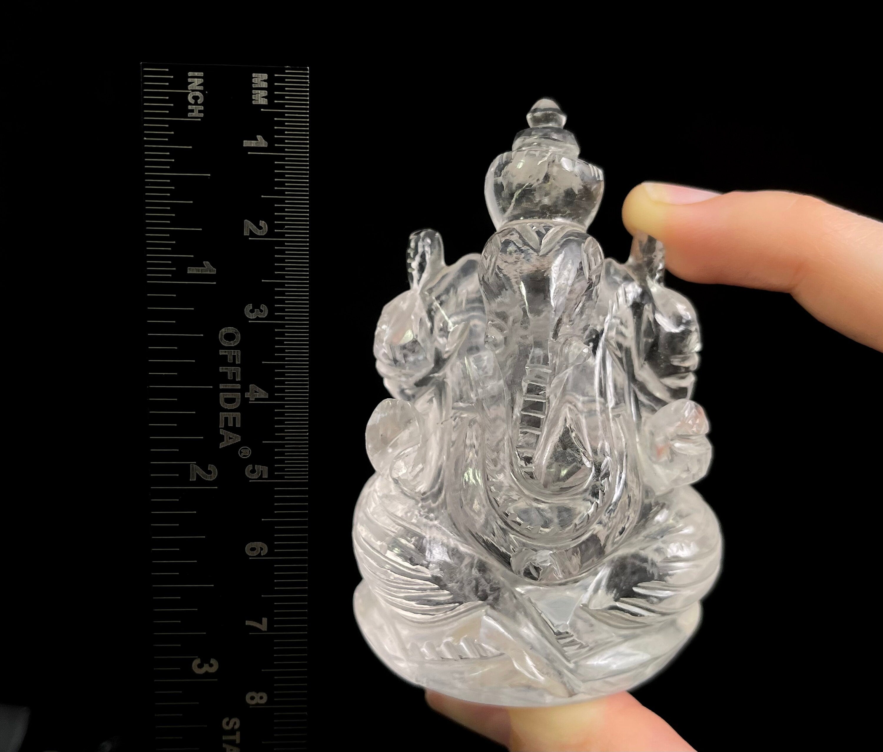 Himalayan Clear Quartz Ganesha Statue - Hand Carved Crystal Lord Ganesh Idol for Home Decor, Meditation & Spiritual Healing | Perfect for Altars, Yoga Spaces & Positive Energy