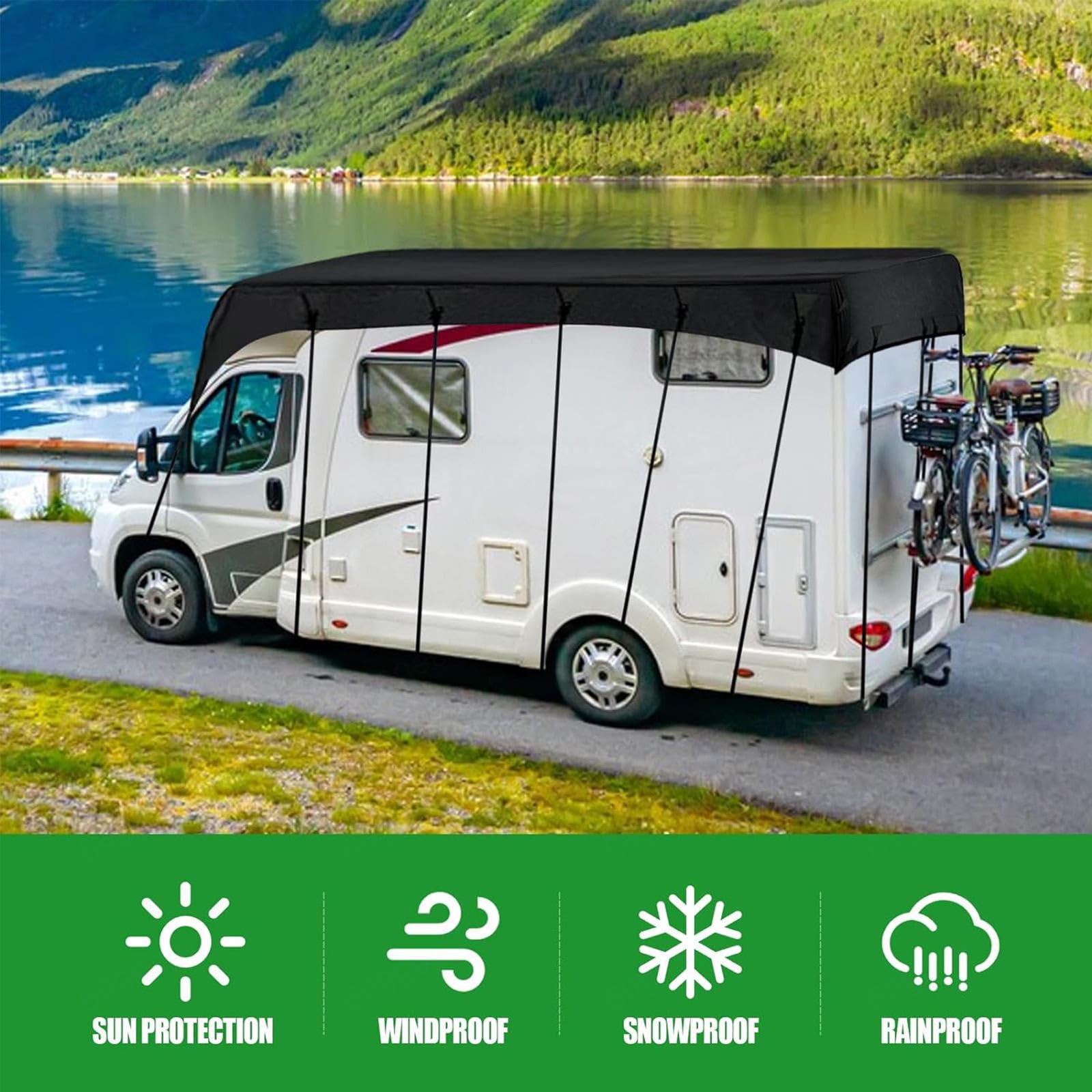 210D Oxford Waterproof RV Roof Cover - Foldable, Easy to Clean Camper & Utility Trailer Storage Cover (11m×3m, Grey) | Perfect for Outdoor Camping, Travel & Winter Protection