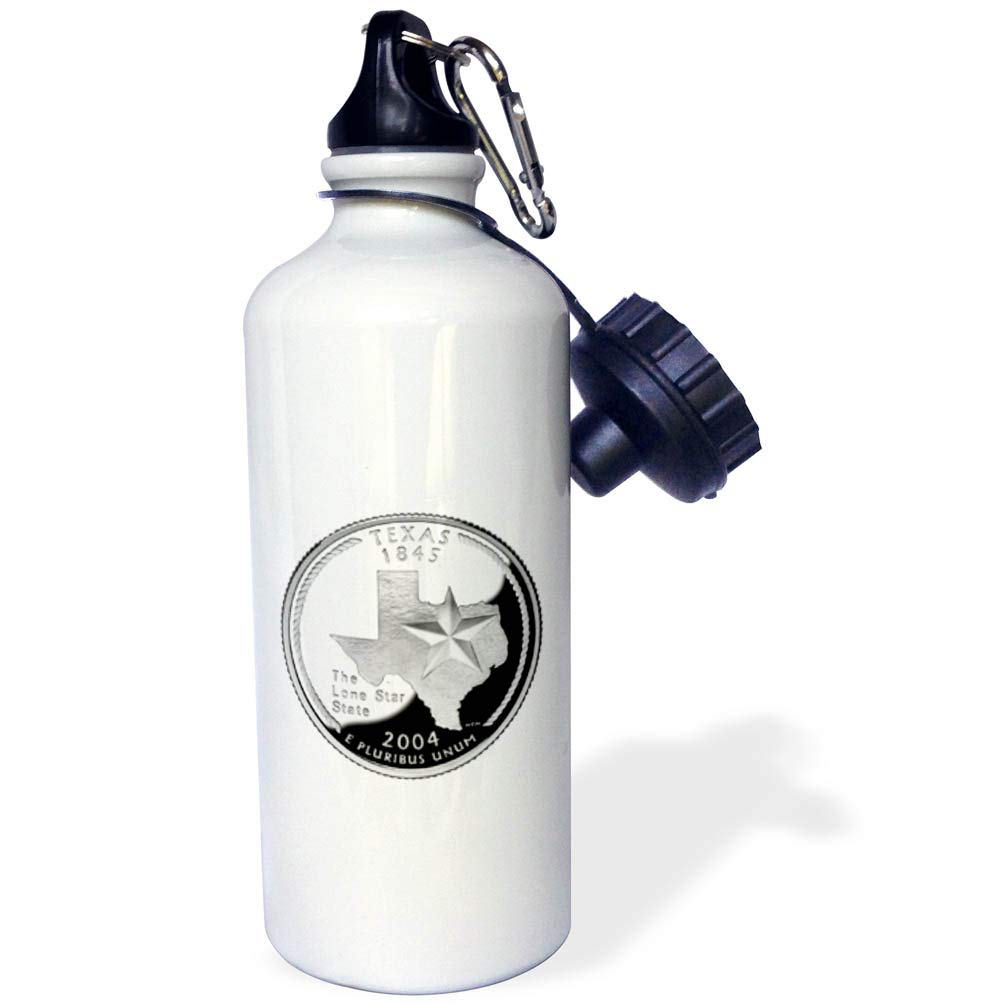 3D Rose Texas Collectible Quarter Sports Water Bottle - 21oz Insulated Stainless Steel Water Bottle with Lid - Perfect for Gym, Hiking & Outdoor Activities