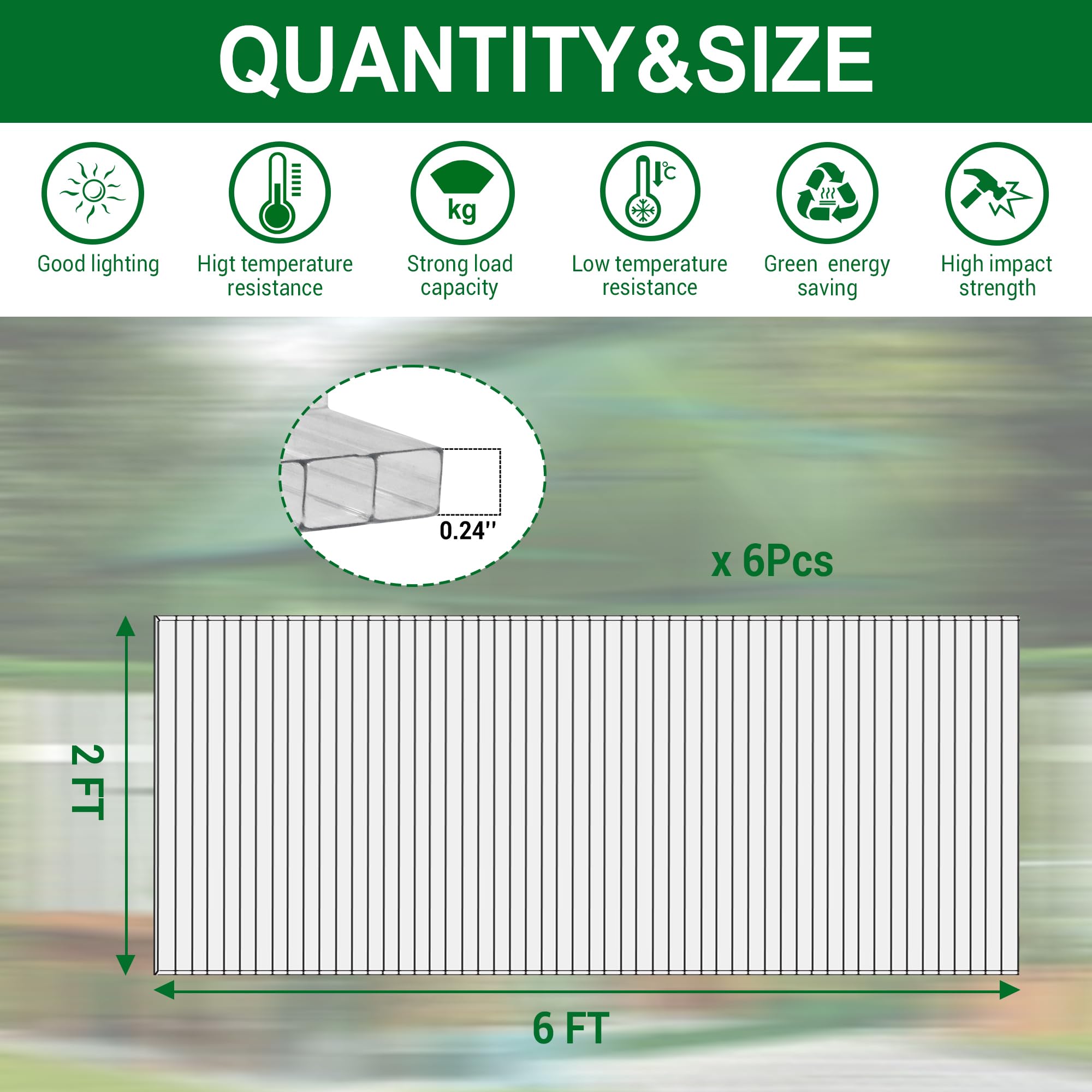 6 PCS 2' x 6' x 0.24