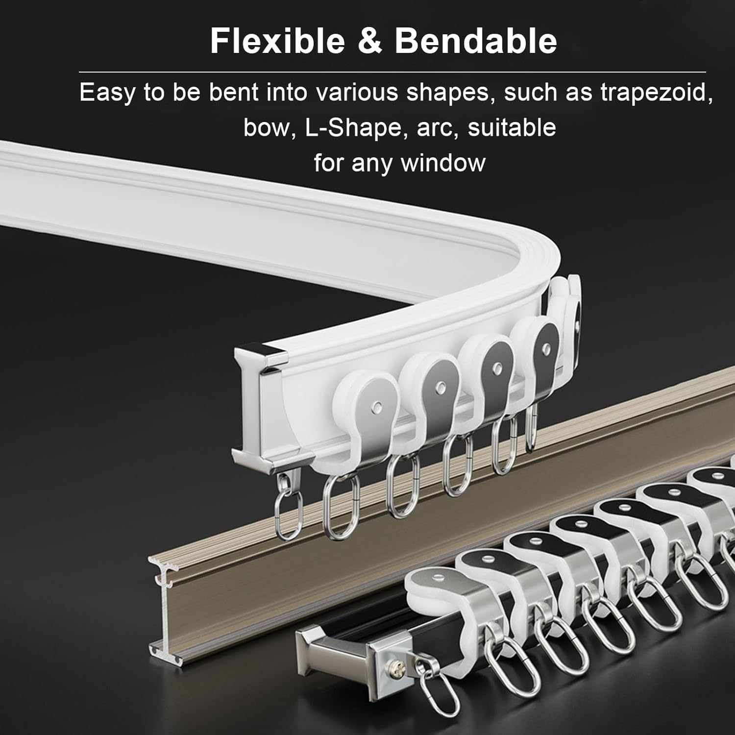 Flexible Ceiling Mount Shower Curtain Track System - 10ft/3m RV Hospital Studio Apartment Room Divider Rod | Waterproof Durable Bathroom Hanging Solution for Small Spaces & Room Partitioning
