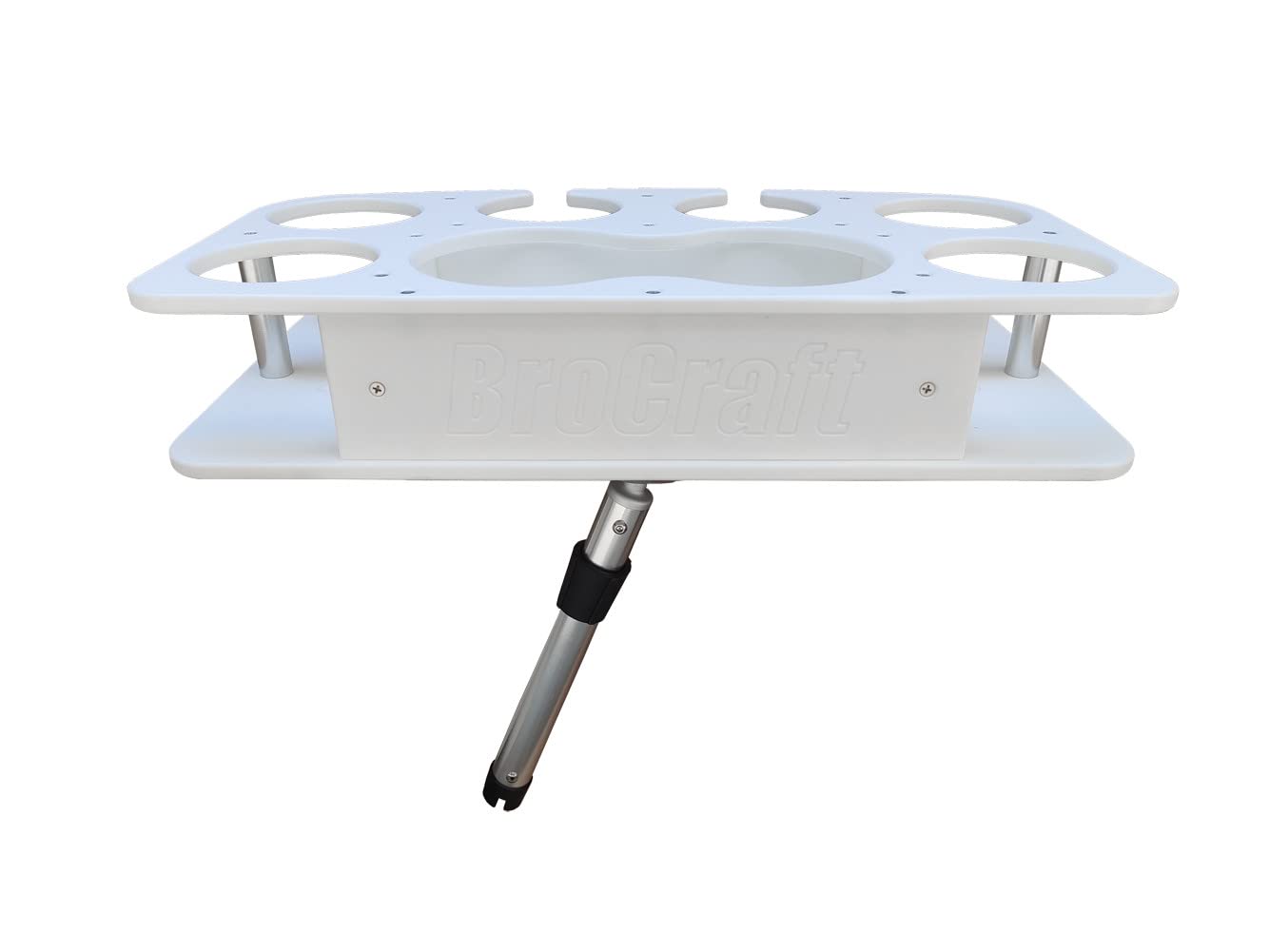 Brocraft Boat Drink Bar with Rod Holder Mount - Boat Table Caddy Organizer, Marine Cocktail Table & Cup Holder - Perfect for Boat Parties, Fishing Trips & Waterfront Gatherings
